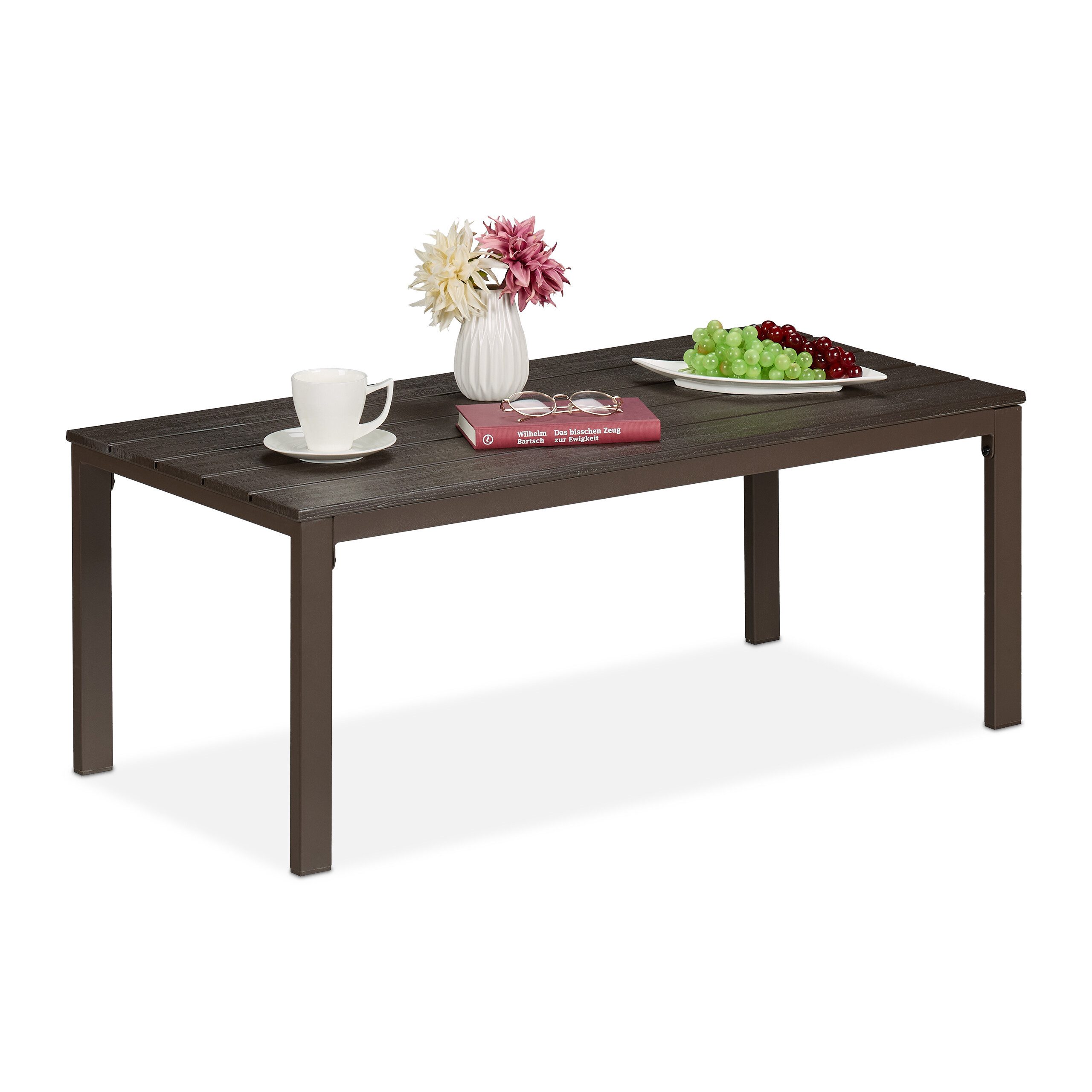 relaxdays Gartentisch rechteckig, braun