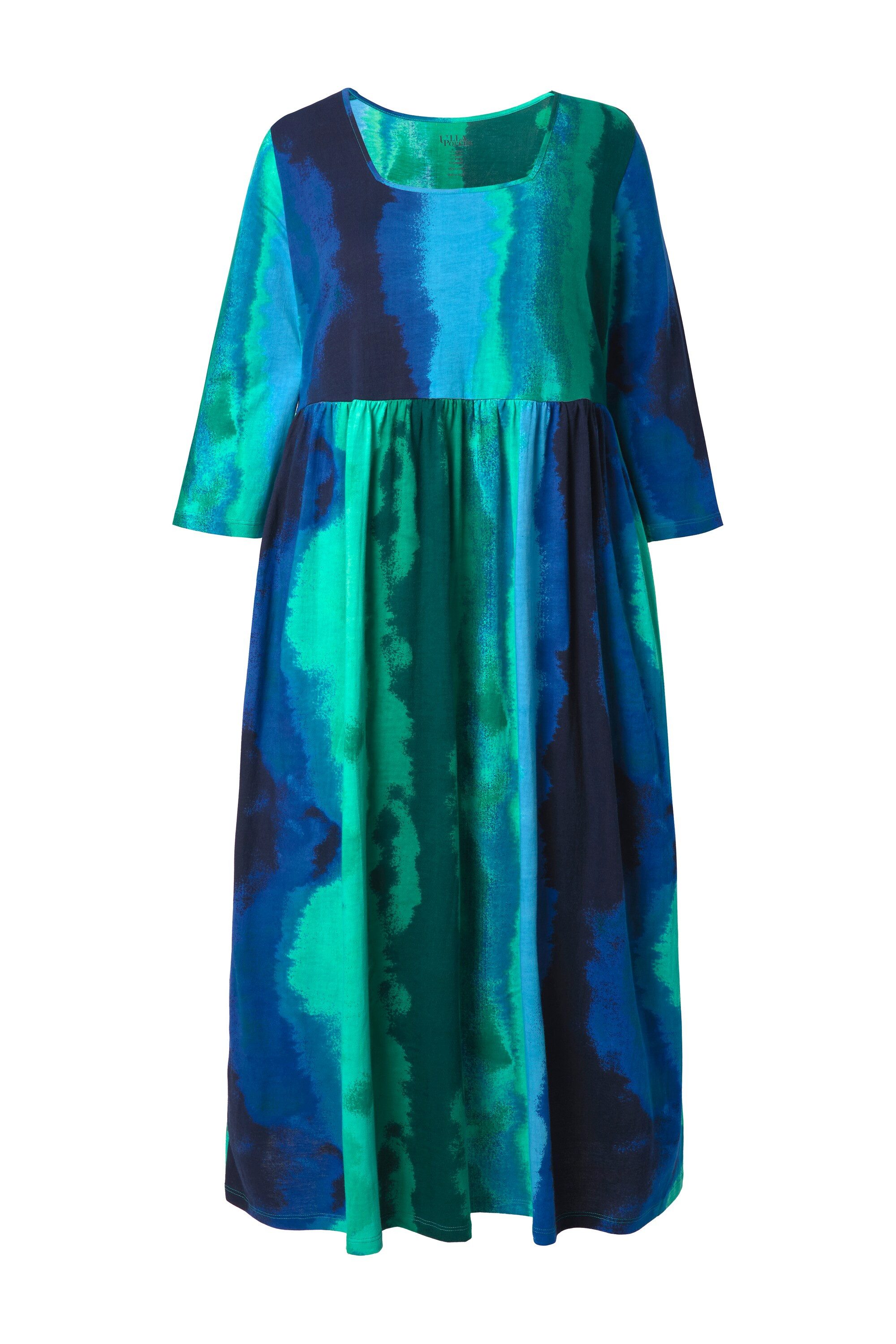 Ulla Popken Maxikleid Maxikleid Batikmuster A-Linie Carré-Ausschnitt günstig online kaufen