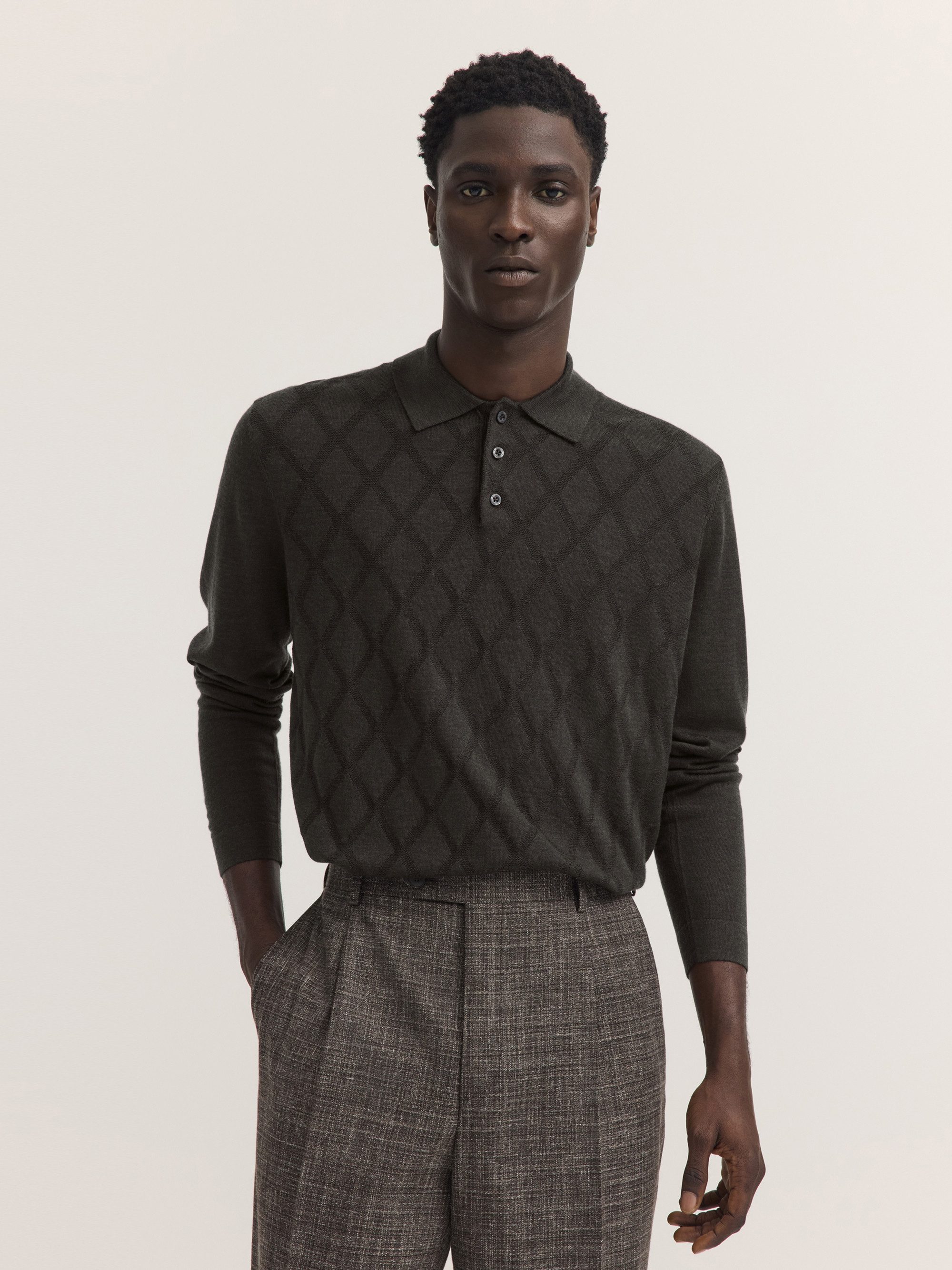 bugatti Poloshirt Regular Fit Regular Fit Wolle-Seide Strick