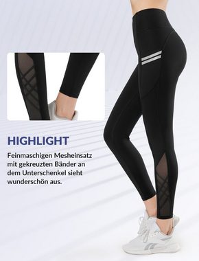 Yvette Funktionsleggings mit Mesh und Taschen, high waist Sporthose, E110417A21