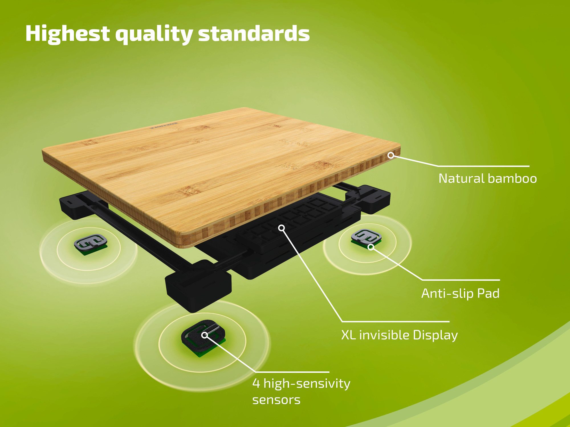 Soehnle Personenwaage Style Sense Bamboo Magic, 1-tlg., LED-Anzeige, bis 180kg, große Trittfläche aus Bambus, inkl. Batterien