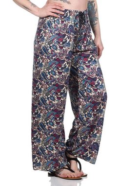 Aurela Damenmode Strandhose Leichte Sommerhose mit Alloverdruck luftige Damen Culotte sommerliche Looks, Größe 38-42, Länge: ca. 99cm