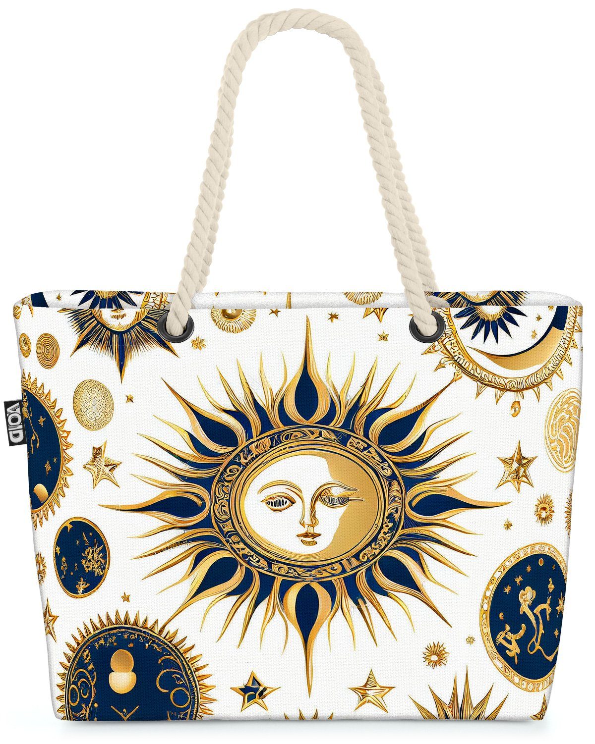 Symbol natur Mystik VOID gold Gesicht Himmel Strandtasche weiss ornam Sonne Mond (1-tlg), Sterne