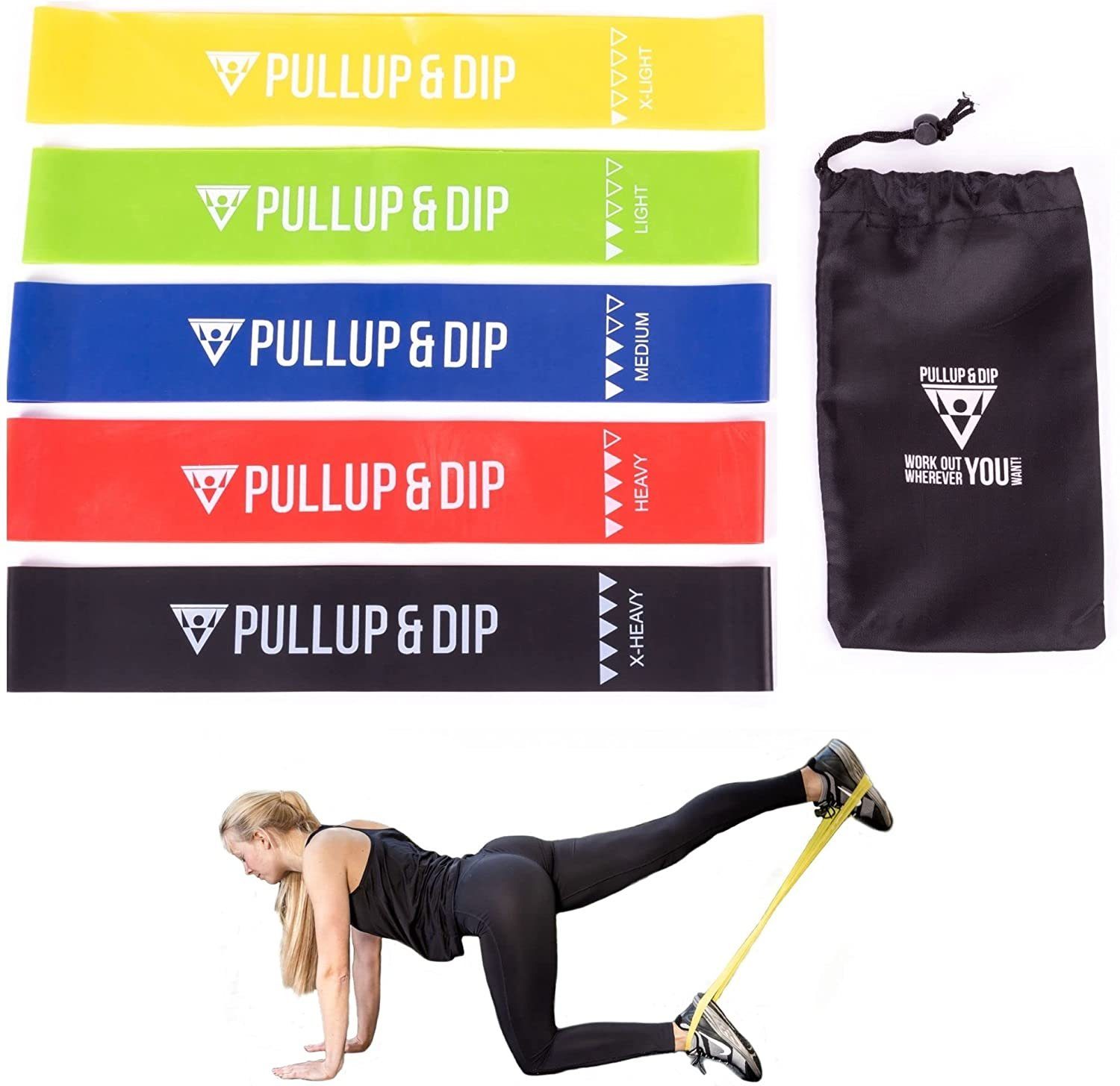 Trainingsbänder Loop Bänder, Fitnessbänder 5er Set + Tragetasche