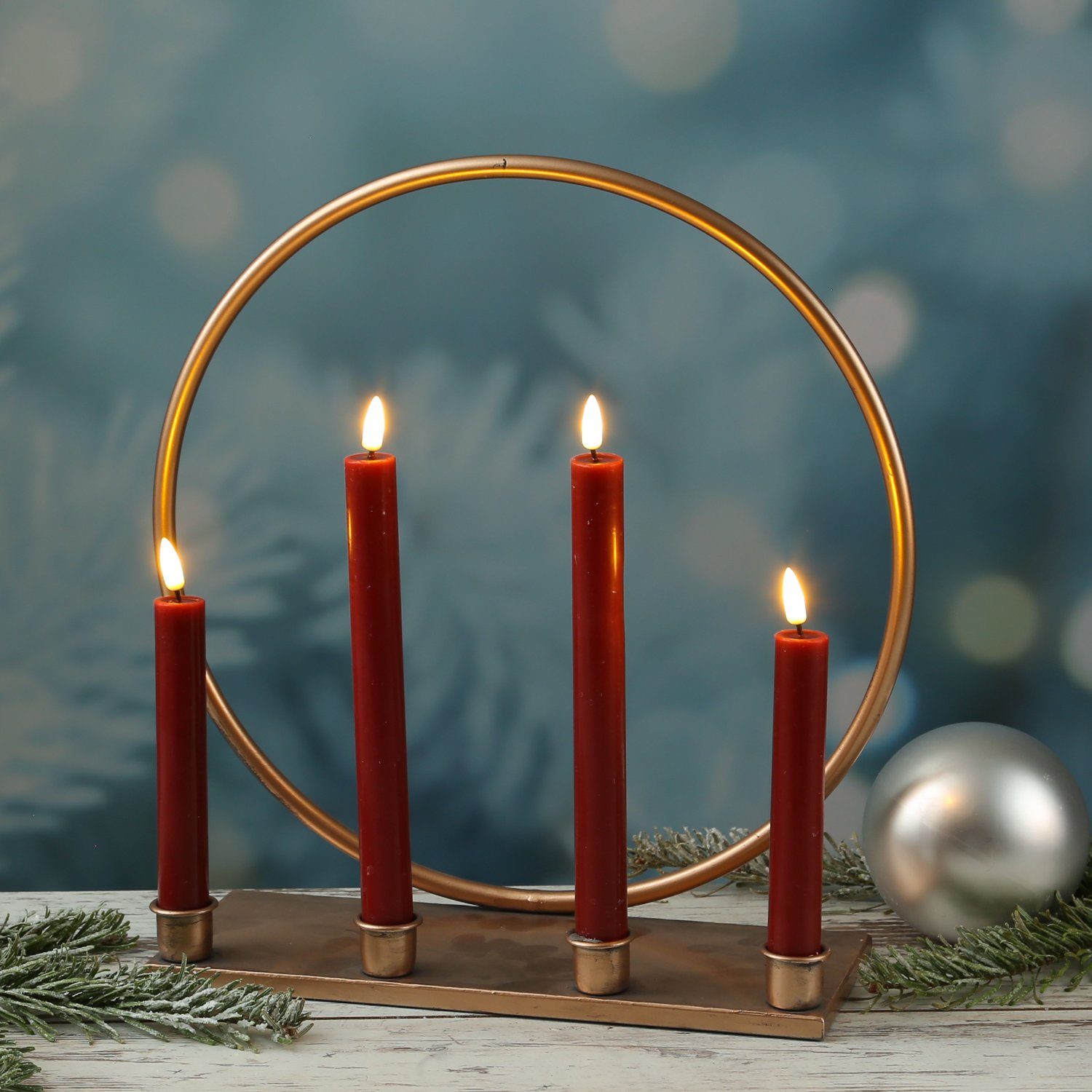 MARELIDA Kerzenständer »Stabkerzenhalter Ring kupfer Kerzenständer