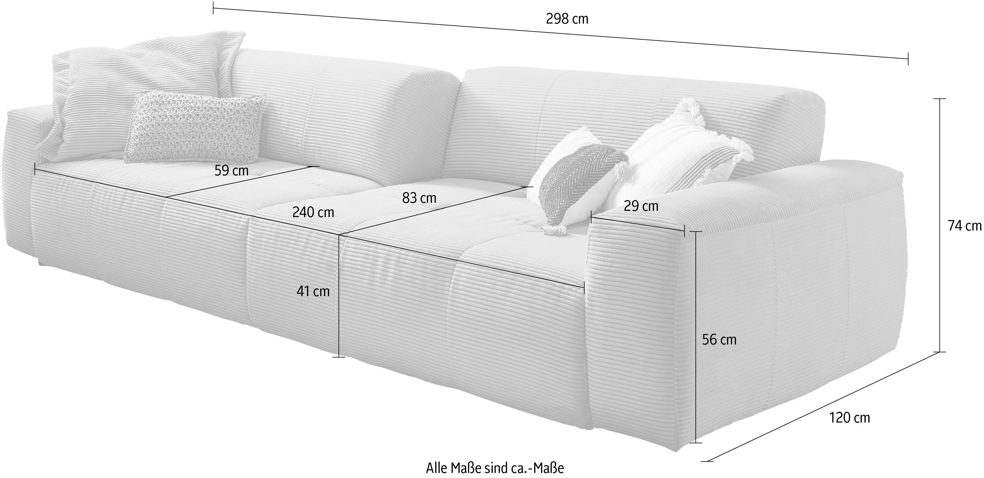 Rückenlehne, in Yoshy, durch verstellbare Big-Sofa taupe Cord Sitztiefen Zwei 3C Candy Bezug