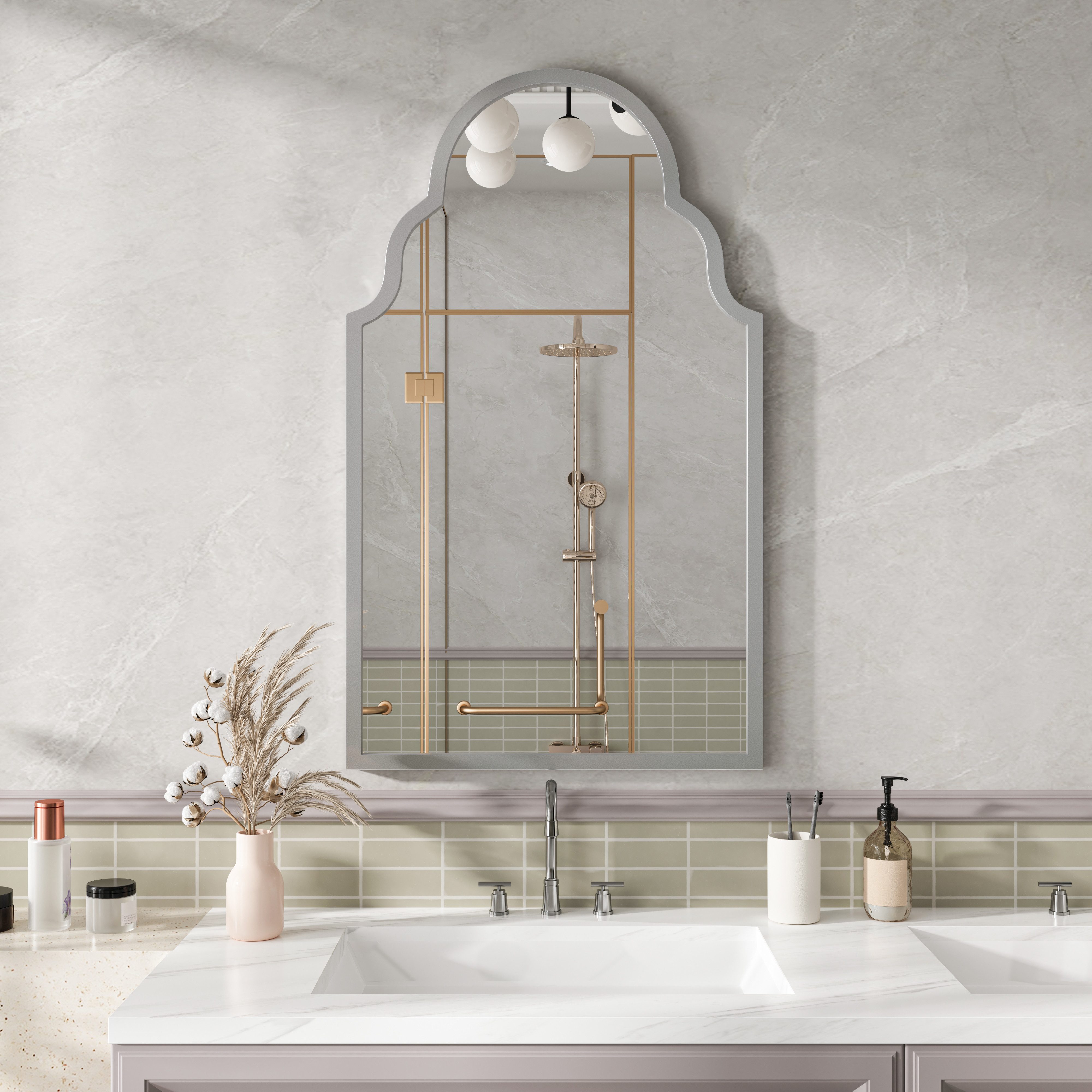 Celya Badspiegel Spiegel groß, Wandspiegel Modern, Badezimmer Spiegel (Wandspiegel mit Metallrahmen, Badezimmerspiegel, für die Wand, für Badezimmer, Wohnzimmer, Schlafzimmer, Wanddekoration), Rechteckiger Spiegel, 61 x 101 cm