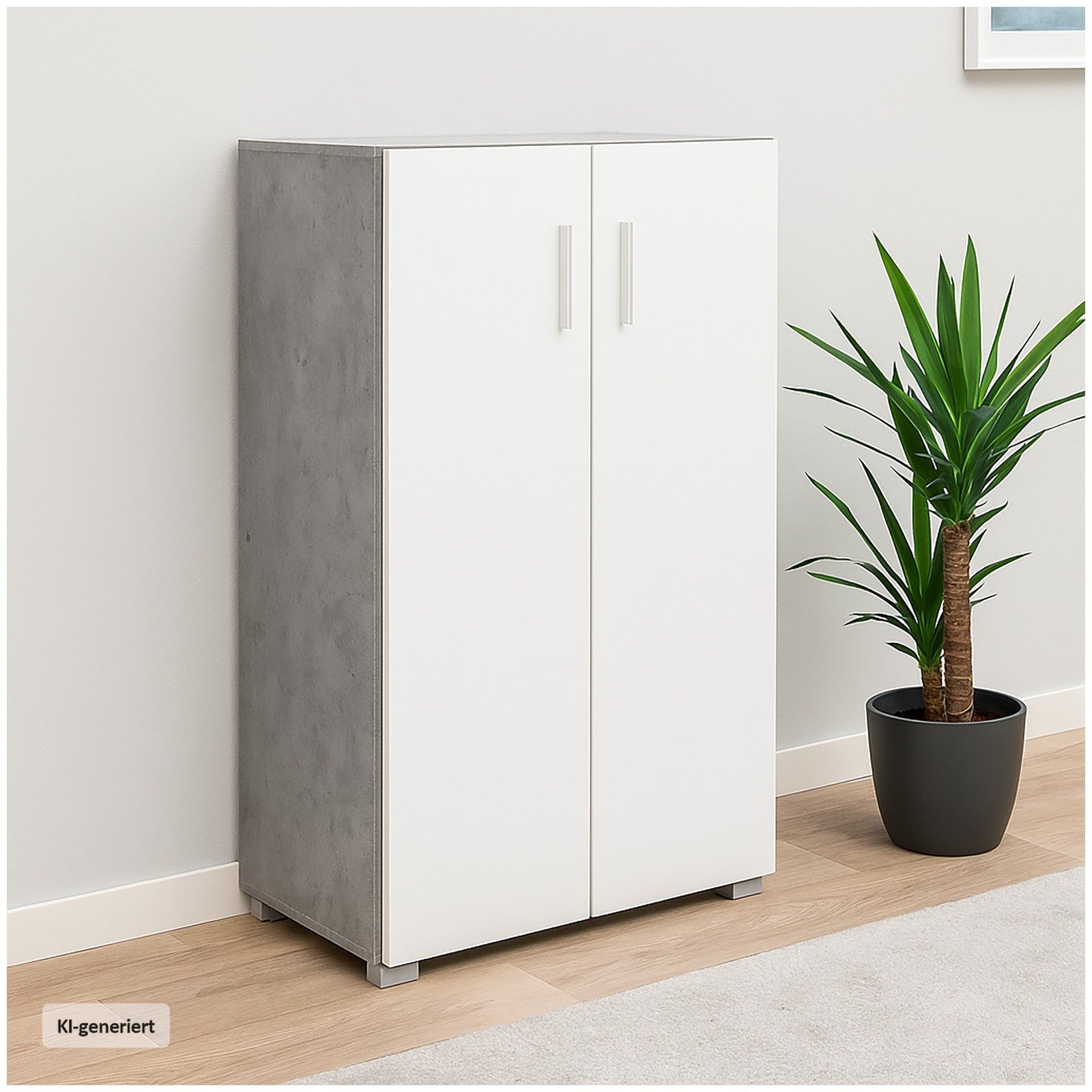 HTI-Living Kommode Kommode Thekla 2 türig Schrank Holzoptik (Stück, 1 St., 1 Kommode), Mehrzweckschrank 3 Fächer