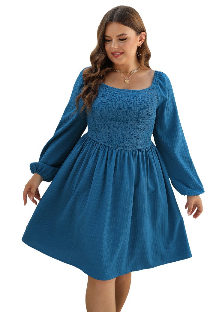 Cupshe Minikleid Plus Size Puff Langarm Smocked