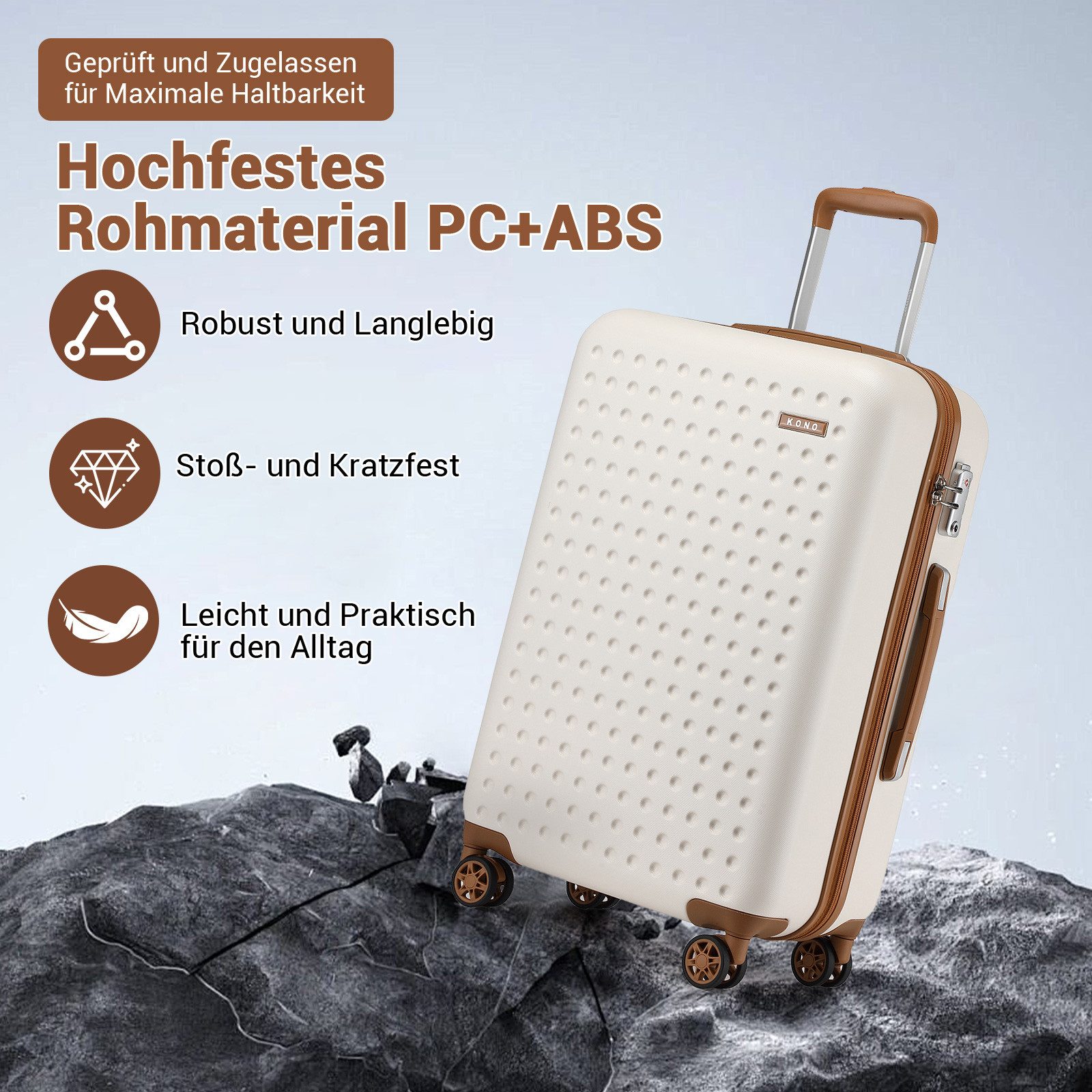 KONO Koffer Hartschalenkoffer Reisekoffer Trolleys 100% ABS Handgepäck Koffer