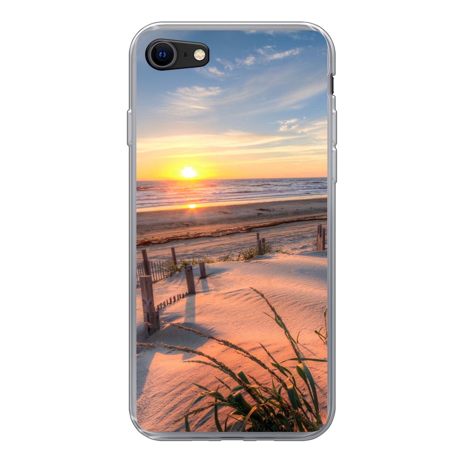 MuchoWow Handyhülle für Apple iPhone 7 Strand - Meer - Düne - Sonnenuntergang - Landschaft, Smartphone-Bumper, Print, Handy Schutzhülle Dünn