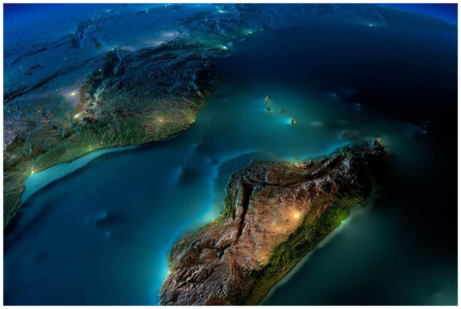 Wallario Glasbild, Blick auf die Erde bei Nacht, in verschiedenen Ausführungen