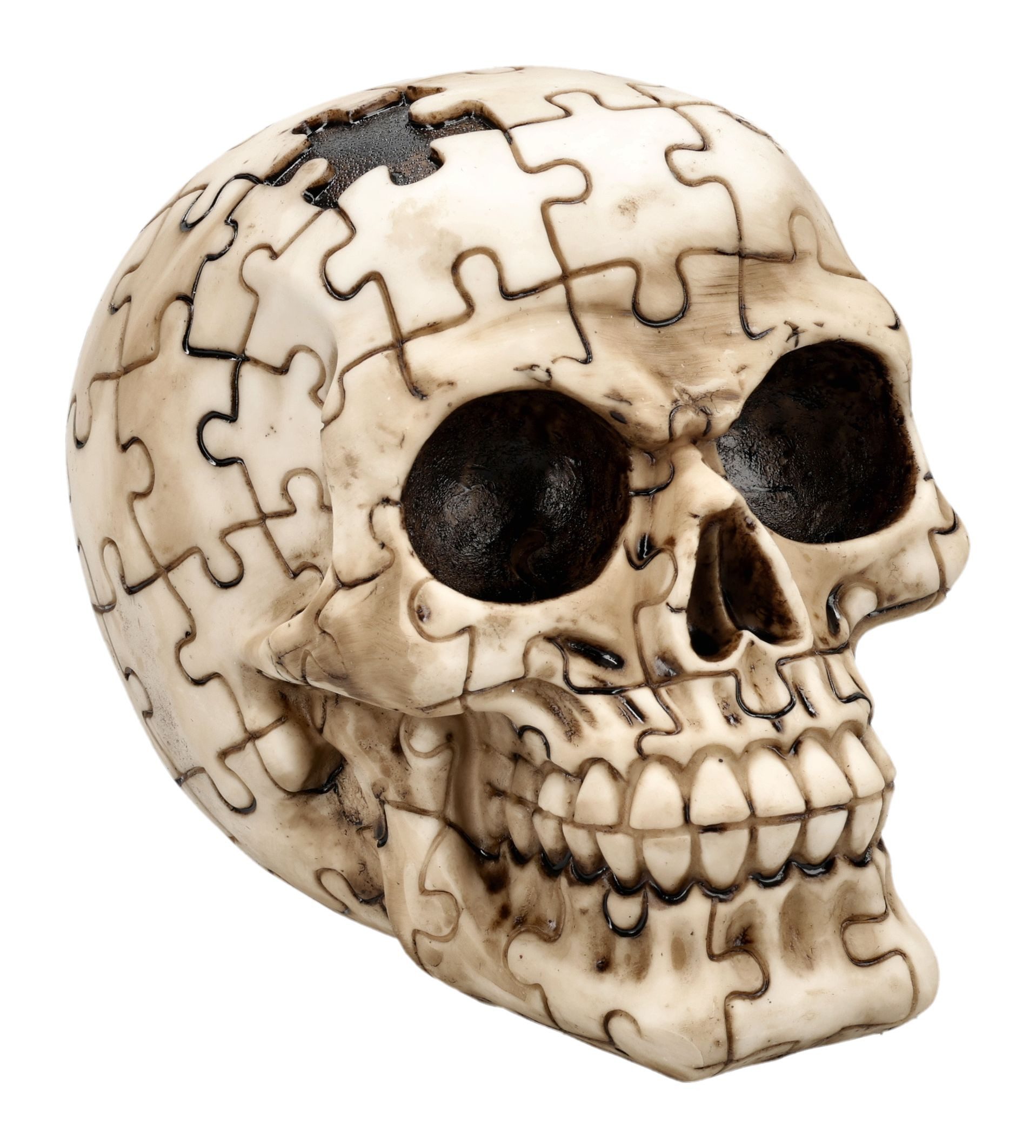 Dekofigur Totenkopf Figur – Puzzle Schädel Gothic Dekoration 12 cm Totenschädel