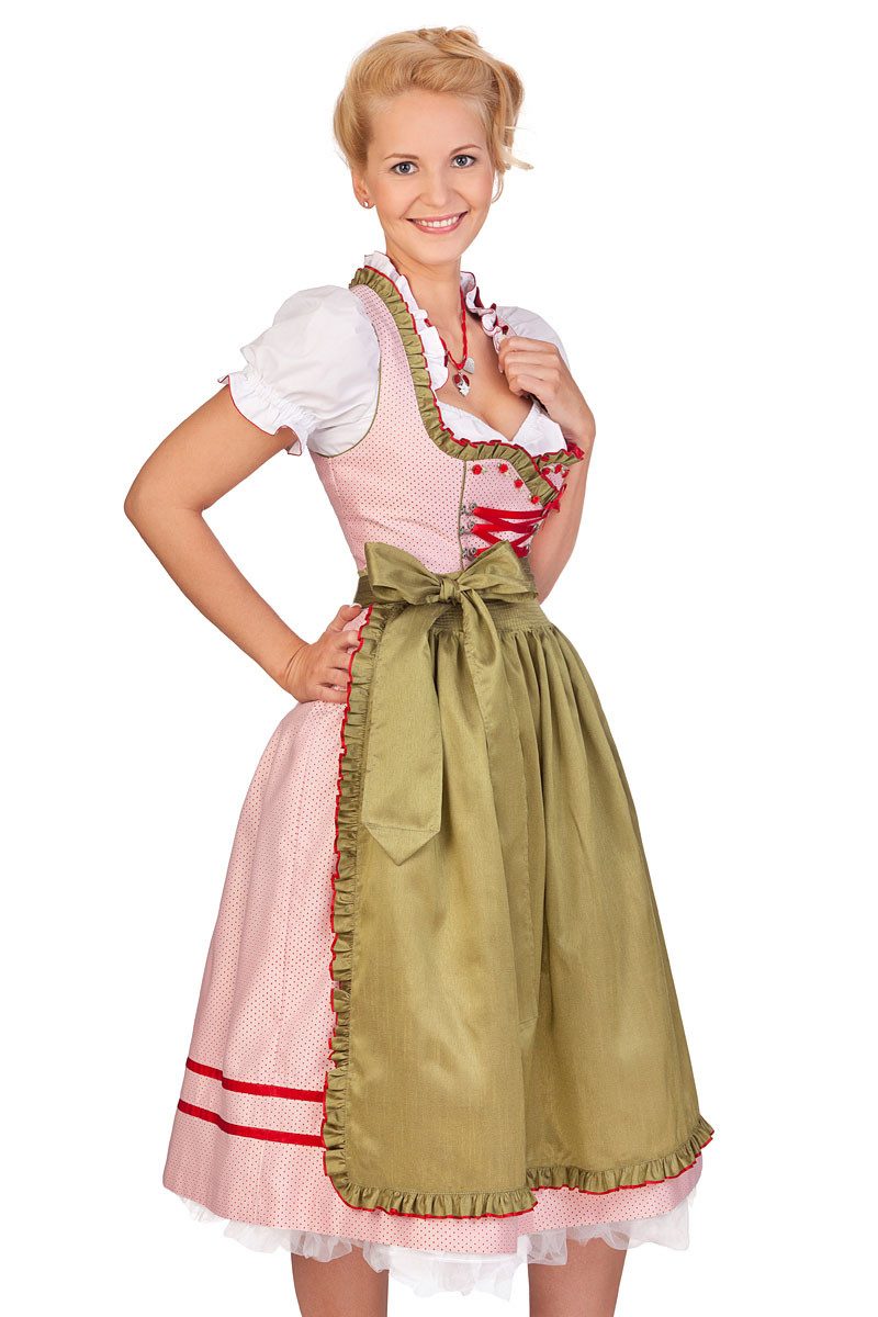 KRÜGER COLLECTION Dirndl Midi Dirndl 2tlg. - ROMANTIKA - rosa