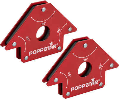 Poppstar Magnethalter Magnet-Schweißwinkel mit Winkelmaßen 45°, 90°, 135° (2-St), Schweißmagnet mittelgroß 2er-Set mit Haftkraft 22,6 kg