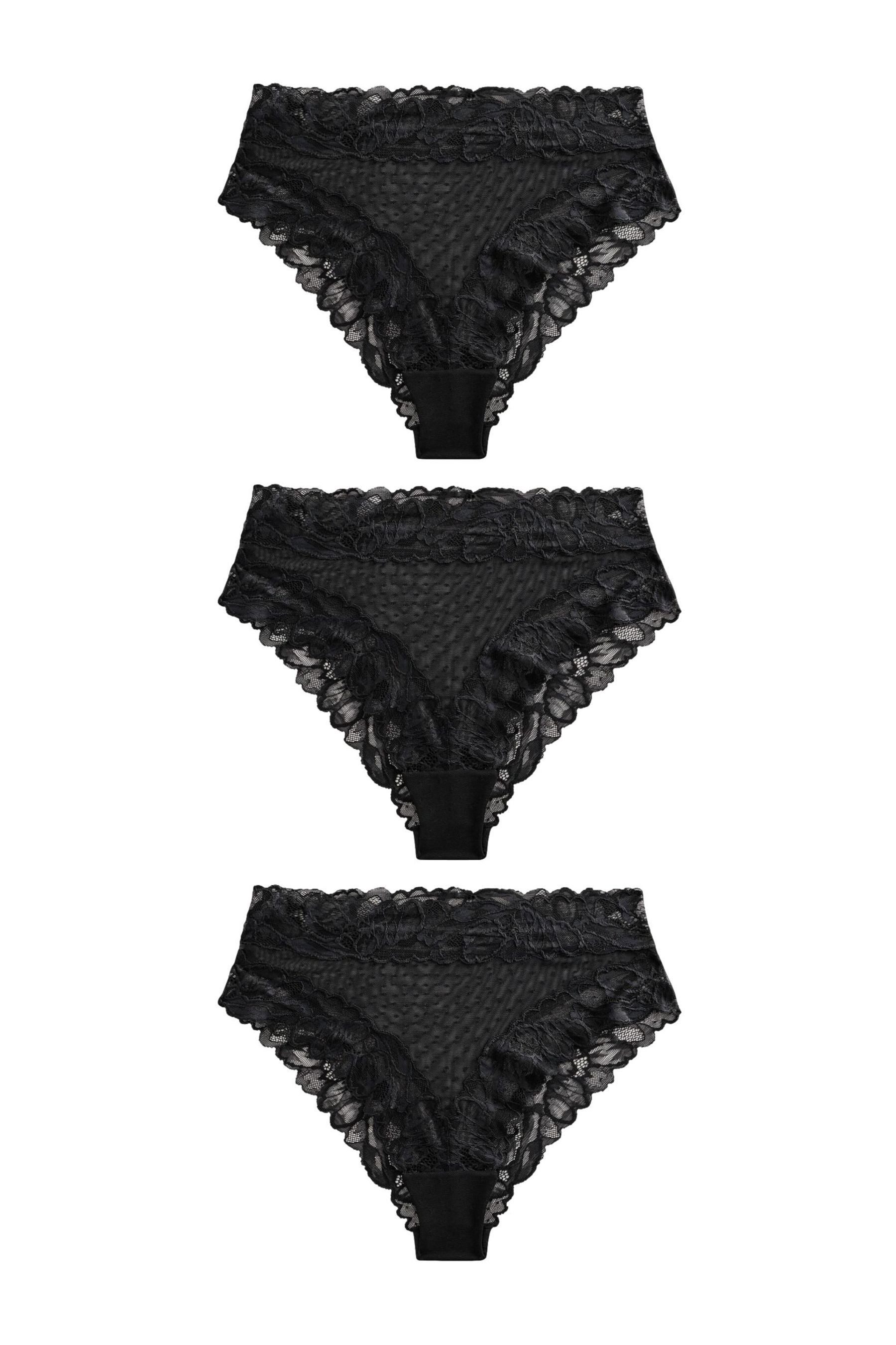 High-Waist-Slip 3er-Pack Hochbund-Slips aus Blumenspitze