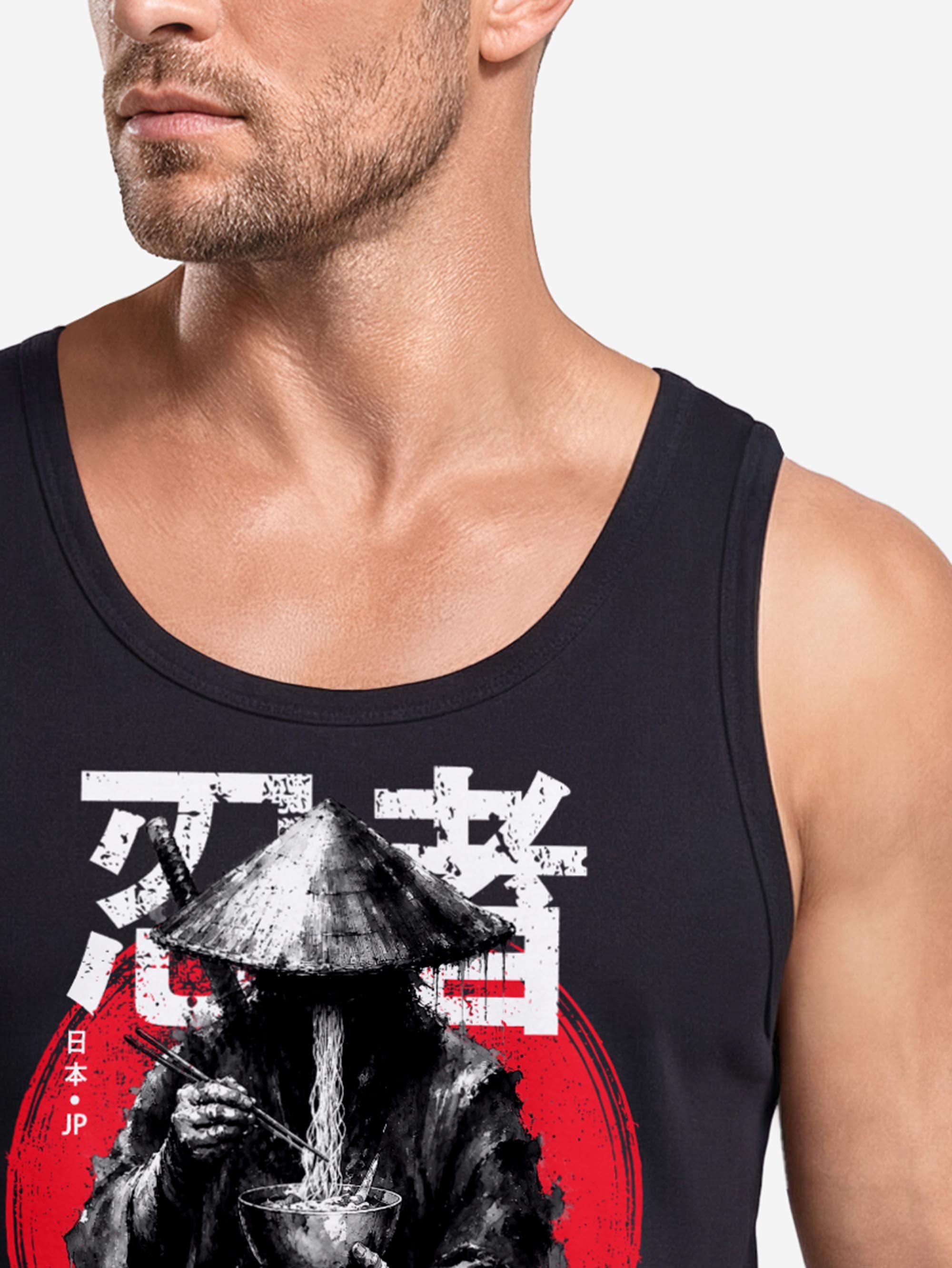 Neverless Tanktop Tanktop Herren mit Grafik-Print - Rōnin - Trägershirt Baumwolle mit Print – Bild 4 von 5