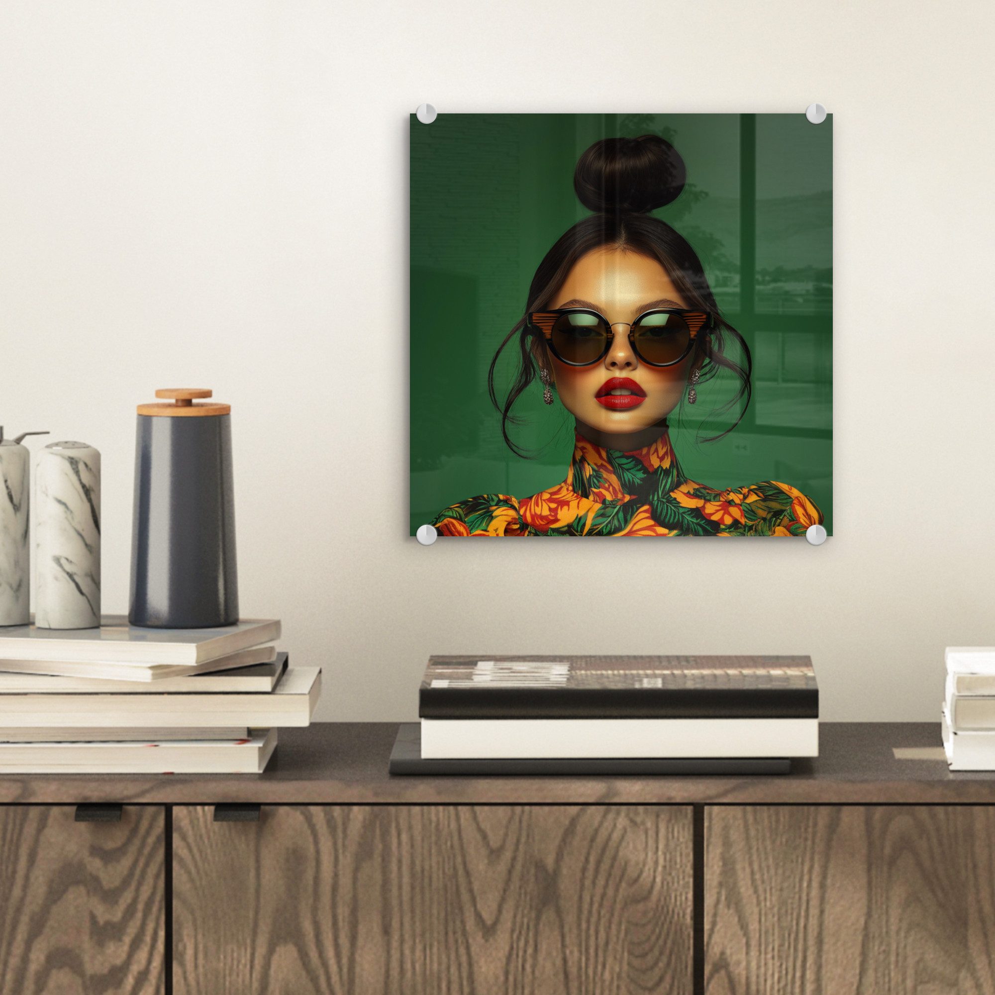 MuchoWow Acrylglasbild Frau - Grün - günstig online kaufen