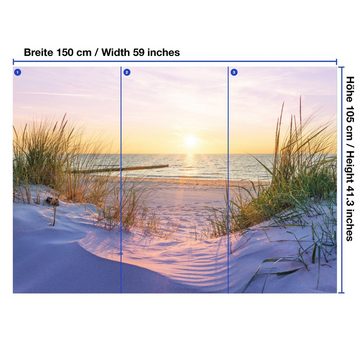 wandmotiv24 Fototapete Strandzugang Meer Sonne, glatt, Wandtapete, Motivtapete, matt, Vliestapete