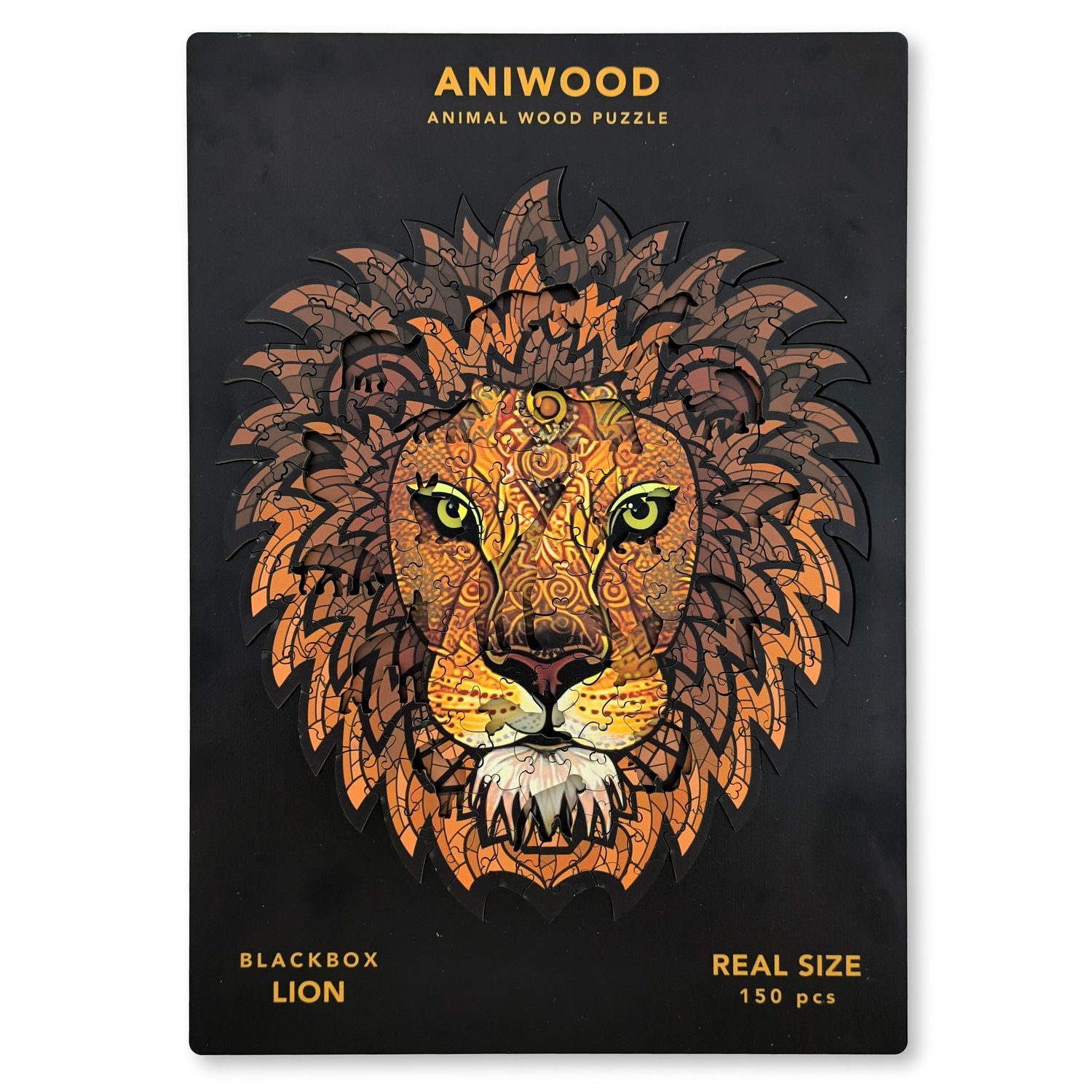 x 150 ANIWOOD Größe ANIWOOD,Löwe,Holz,mehrfarbig, 0,5 cm) 24,6 Konturenpuzzle x M (20,0 Puzzleteile,