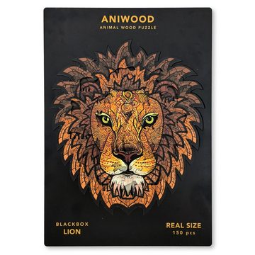 ANIWOOD Konturenpuzzle ANIWOOD,Löwe,Holz,mehrfarbig, 150 Puzzleteile, Größe M (20,0 x 24,6 x 0,5 cm)