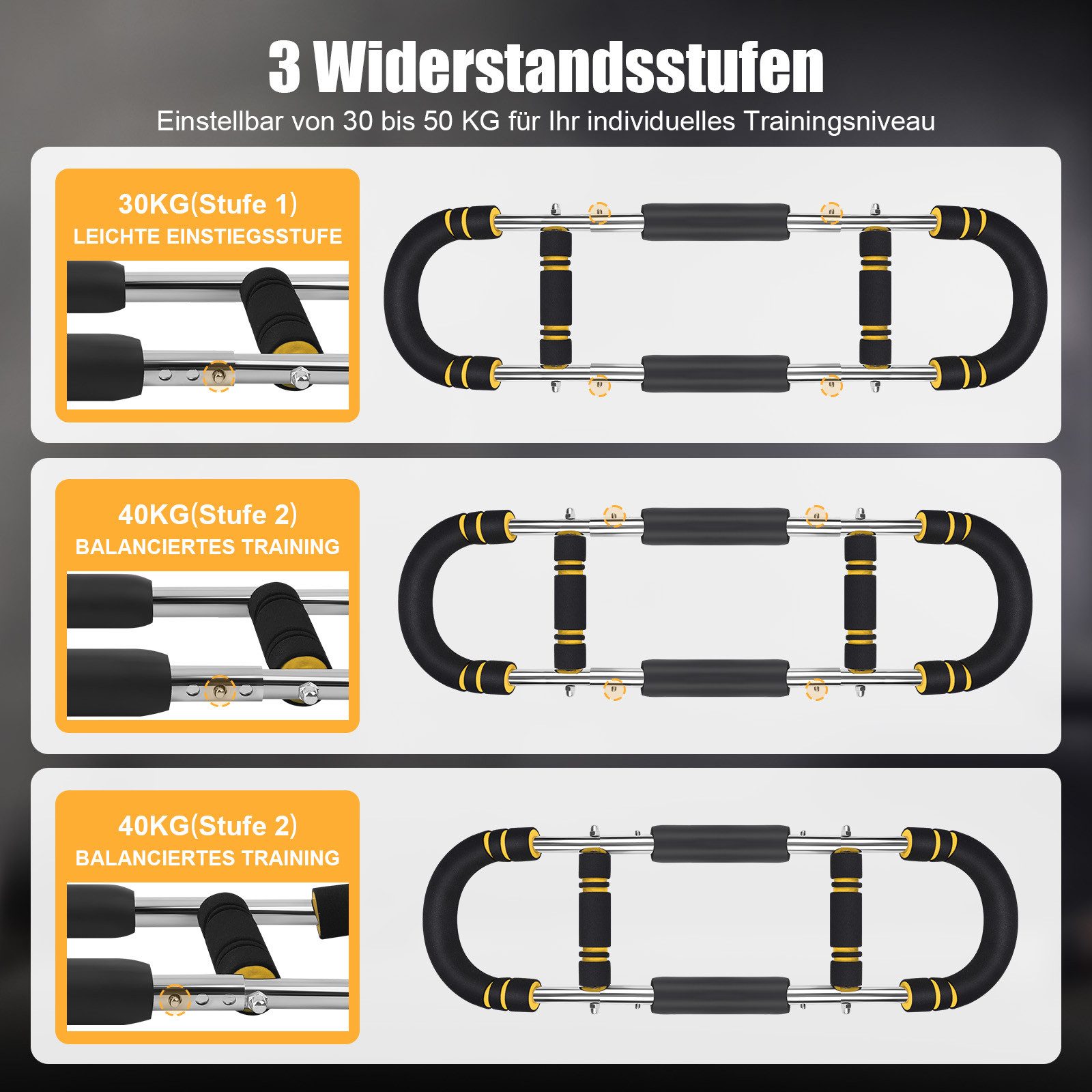 JOYOLEDER Multitrainer Twister Armtrainer Biegehantel, Verstellbares Brust Trainingsgerät &, (Muscle fit Gerät (30-50 kg / 70-110 lb), Tragbarer Power Twister, mit abnehmbarem Design, Trainingsgeräte für Zuhause, Büro & Reise)
