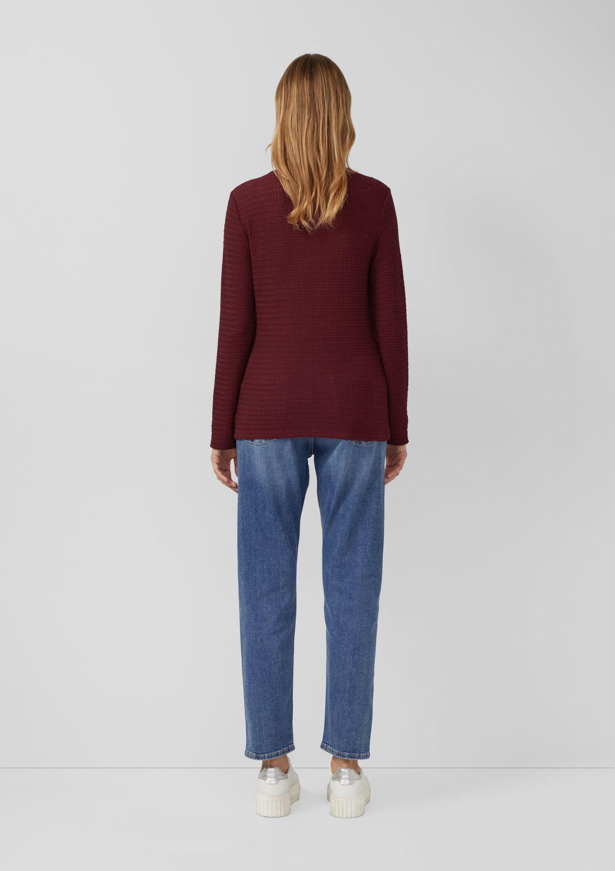 s.Oliver Langarmshirt T-Shirt Longsleeve mit offener Struktur im Slim-Fit