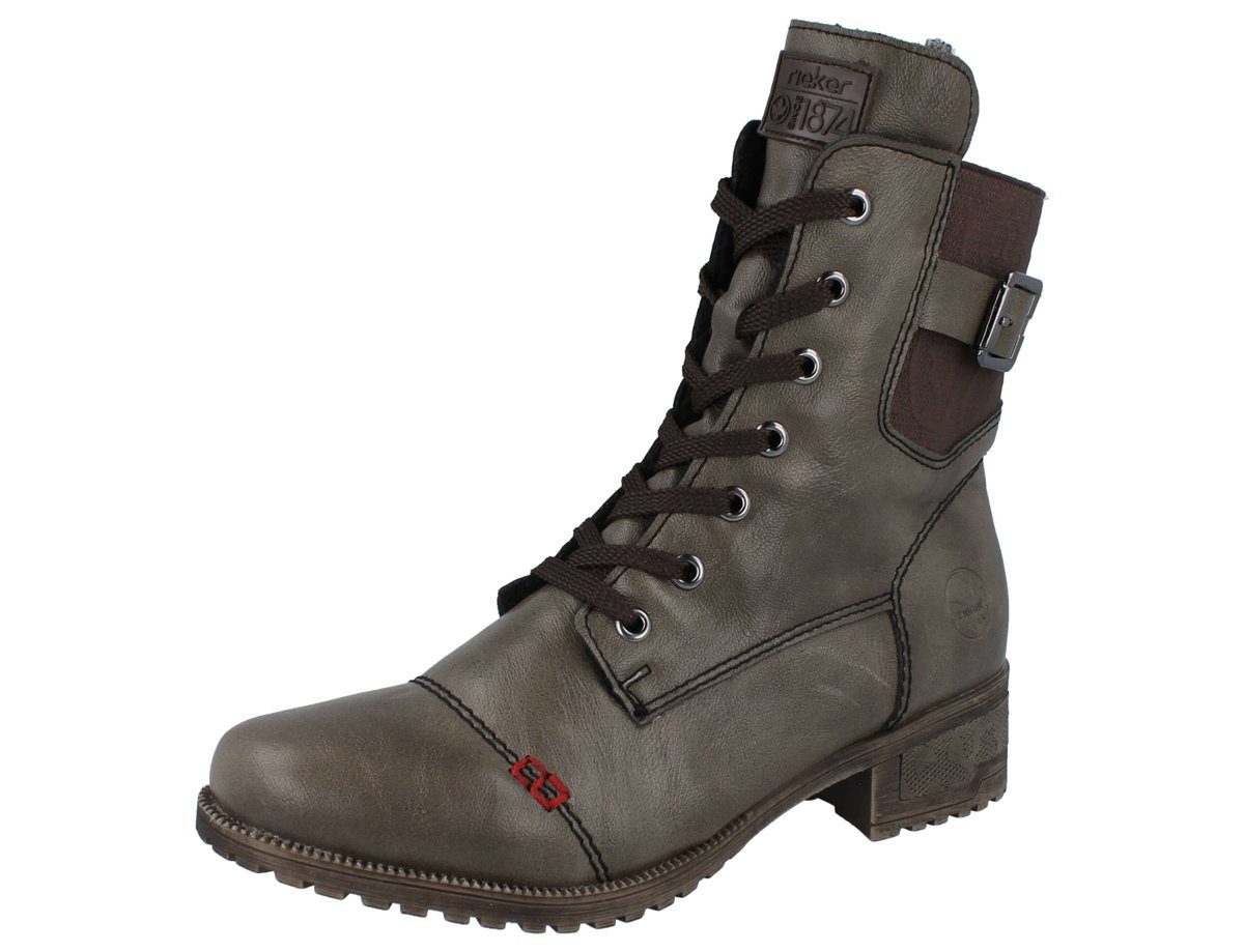 Rieker RIEKER Damen Stiefelette gefüttert grün Kunstleder - Größe: 42 Stiefel