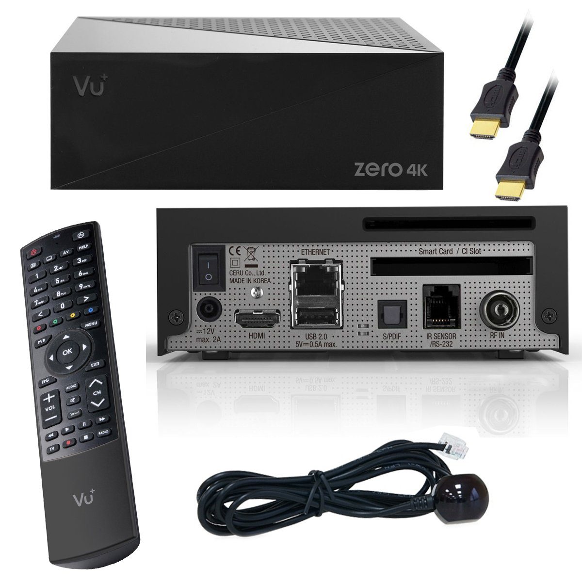 VU+ ZERO 4K 1x DVB-C/T2 Tuner Linux Receiver CI HbbTV HEVC H.265 Top-Box Kabel-Receiver