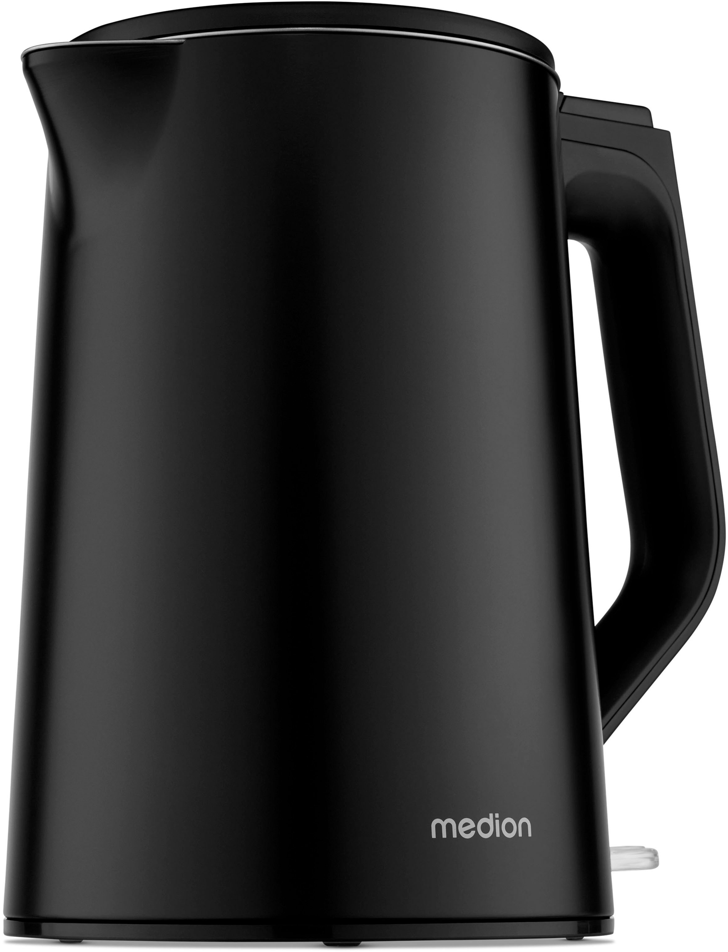Medion® Wasserkocher MD12105, 1,5 l, 2200 W, 2.200 W, 1,5 L, Doppelwandiges Edelstahlgehäuse, 360° basis