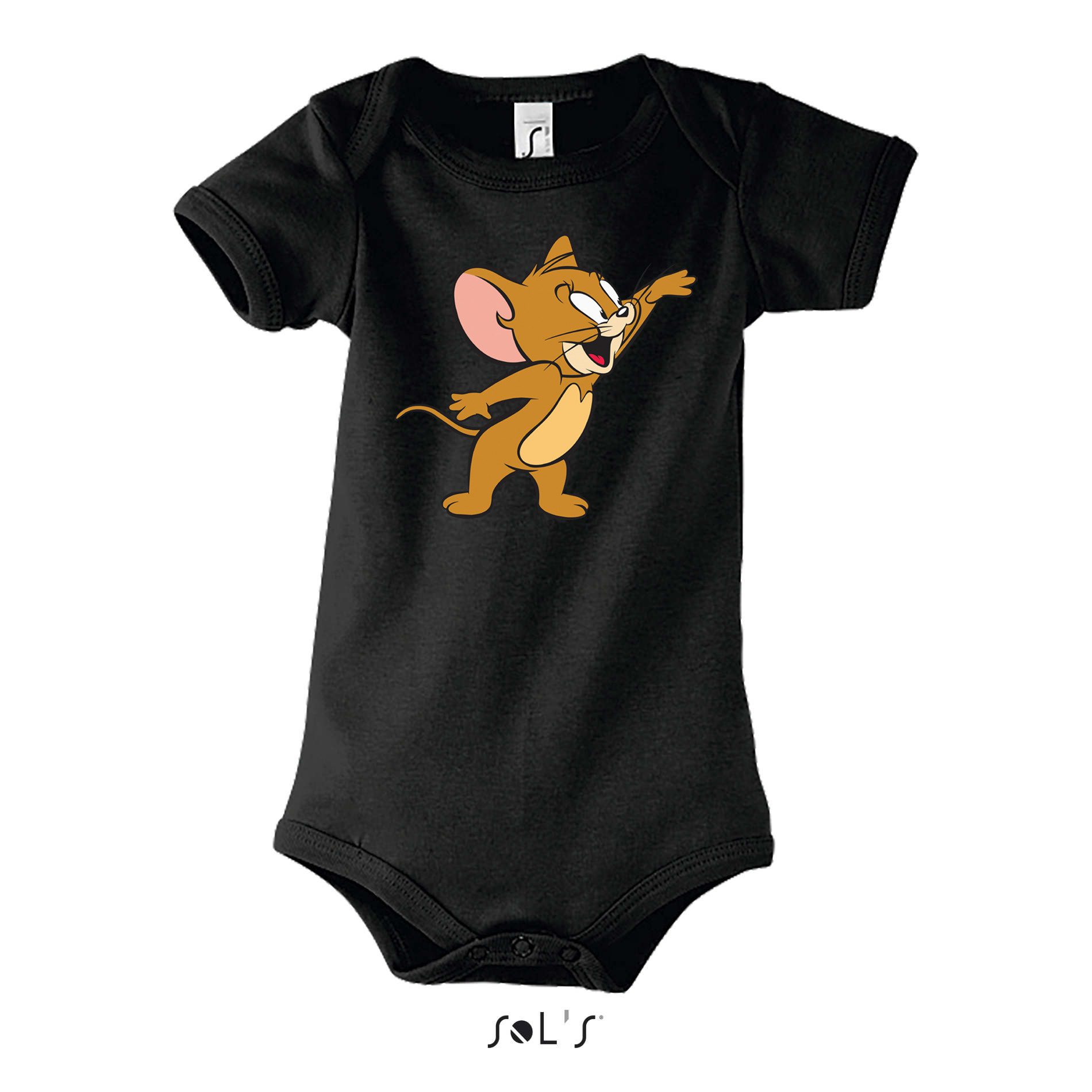 Blondie & Brownie Strampler Jerry K Body Baby Body Cartoon Maus Print Motiv für kleine Fans Kinder (Einzelartikel, Einzelartikel) Jerry Tanzmaus Baby Body Cartoon Printmotiv