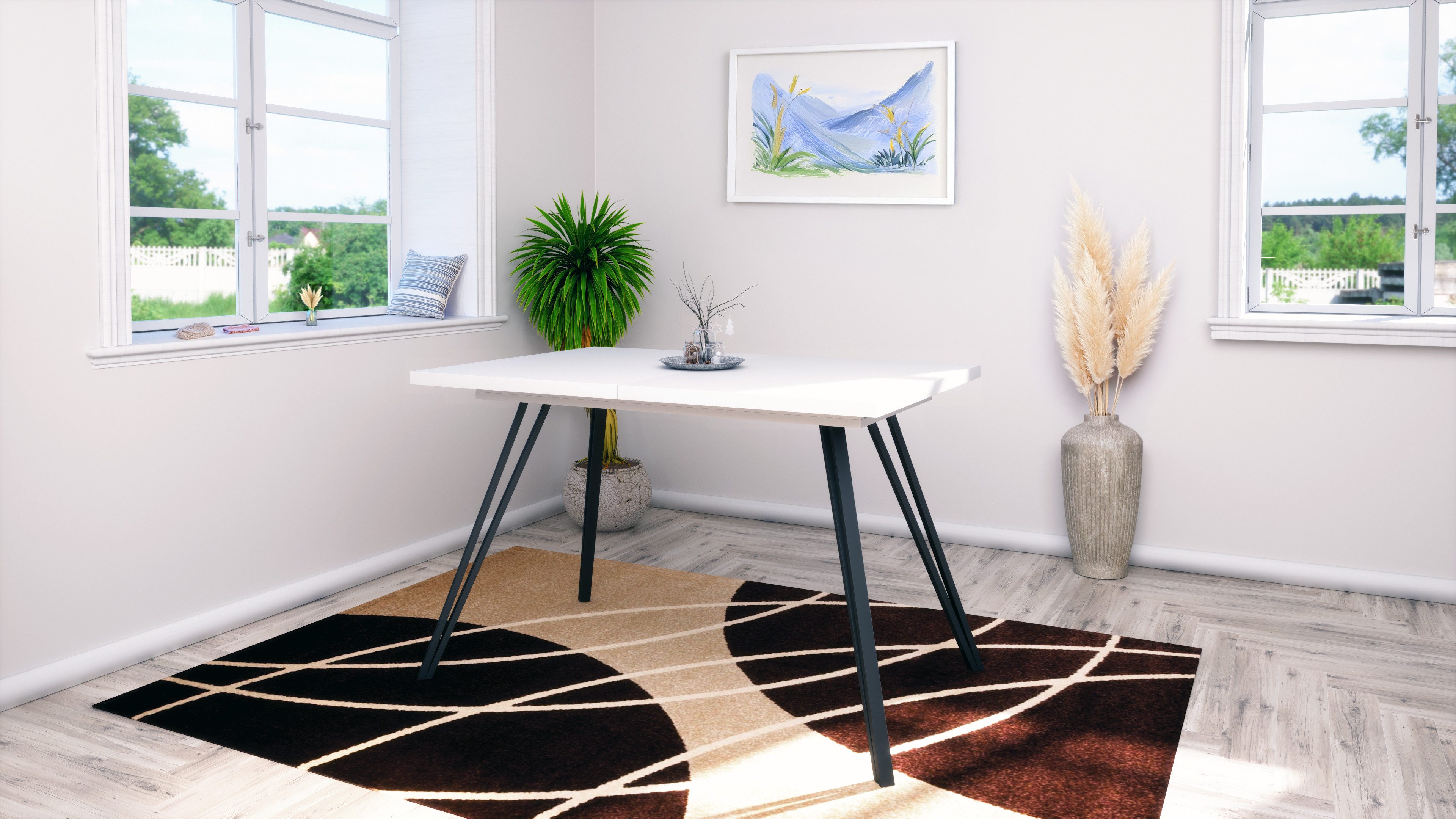 Vladon Esstisch Life (Tischplatte ausziehbar), 120 / 160 x 75 x 80 cm Weiß günstig online kaufen