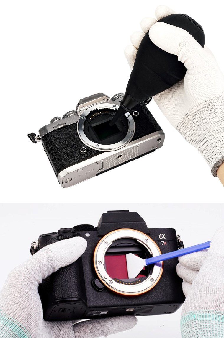 Minadax Kamerazubehör-Set KF Full Swabs + 10 Filter Sensor 24mm Blasebalg Reinigung mit Format