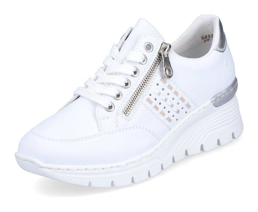 Rieker Wedgesneaker mit seitlichen Flechtdurchzügen, Freizeitschuh, Halbsch günstig online kaufen