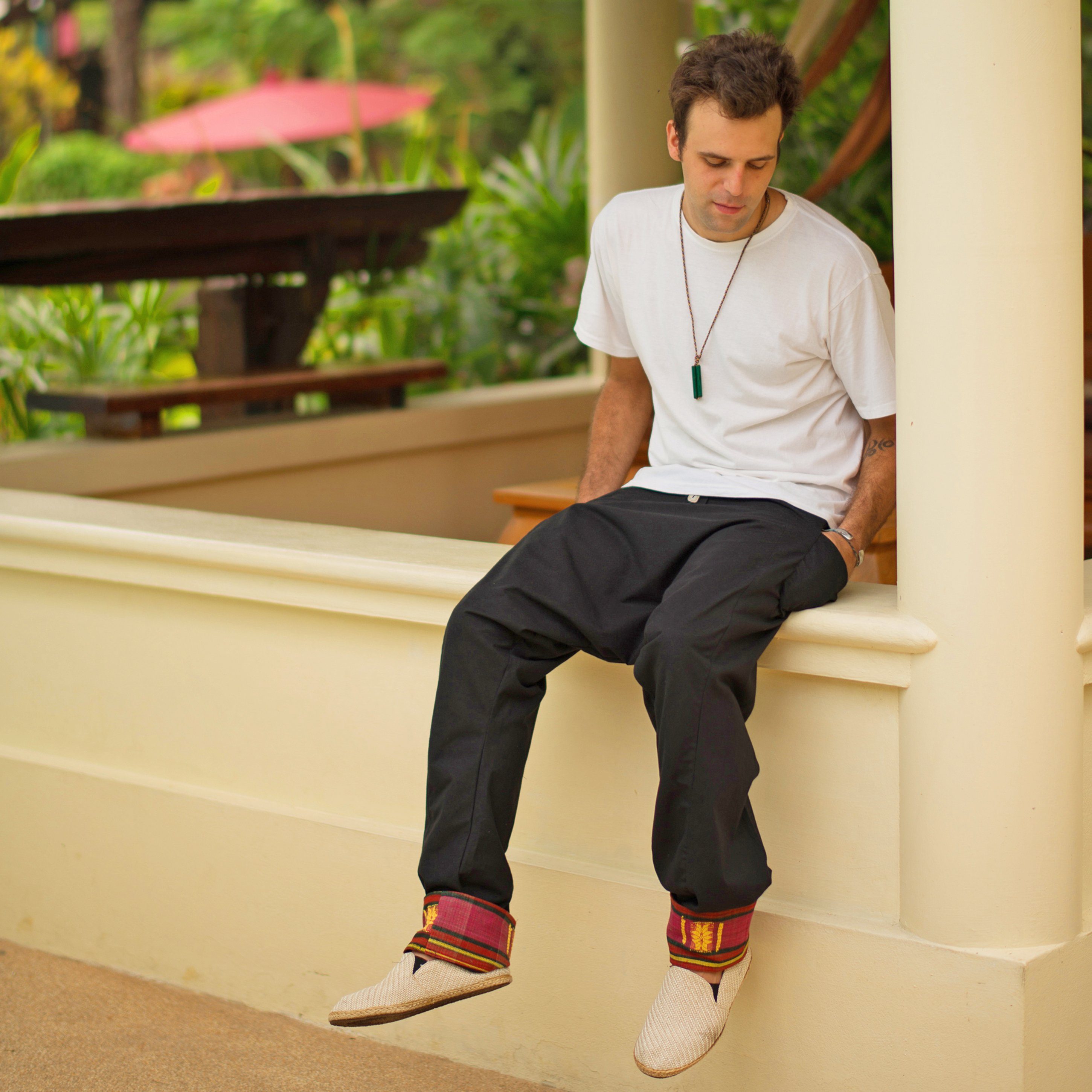 virblatt Haremshose Herren, 100 % Baumwolle, Aladinhose Herren Pumphose Goa Hose 2 Eingriffstaschen