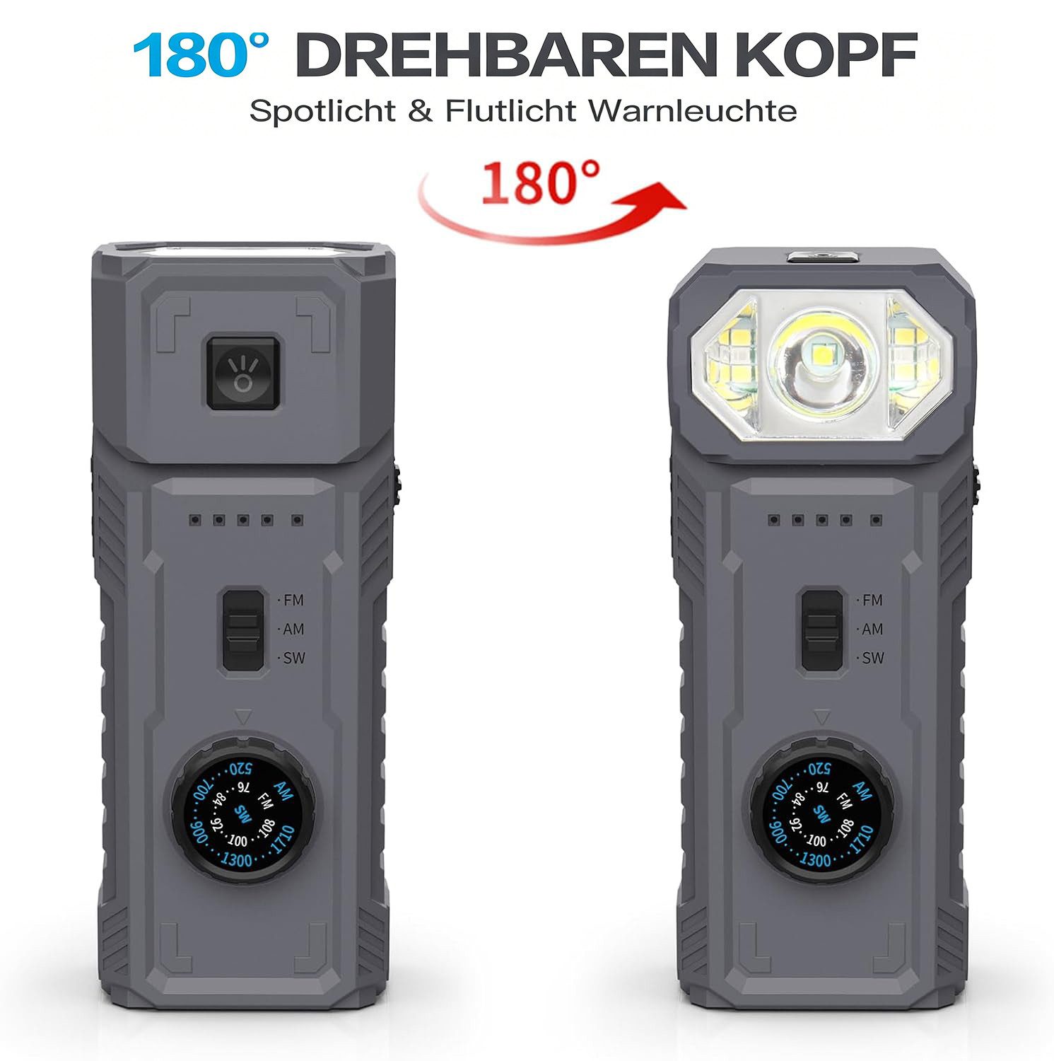 Toomoke Notfall-Radio Multi-SB (Handkurbel + USB-Stromversorgung) Notfallradio (2000 mAh Powerbank, FM/AM/SW)