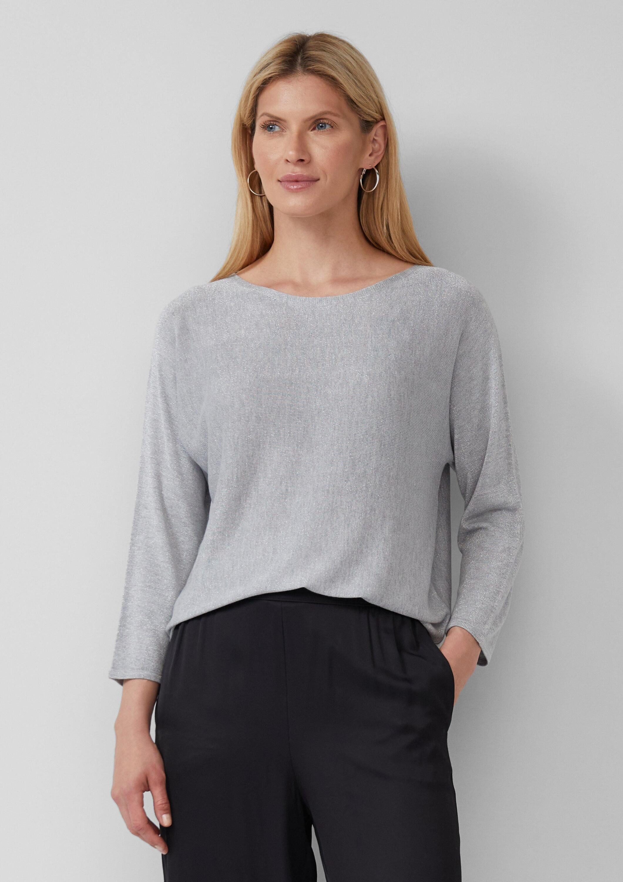 s.Oliver 3/4 Arm-Pullover Strickpullover Strickpullover mit Glitzergarn und 3/4-Fledermausärmeln