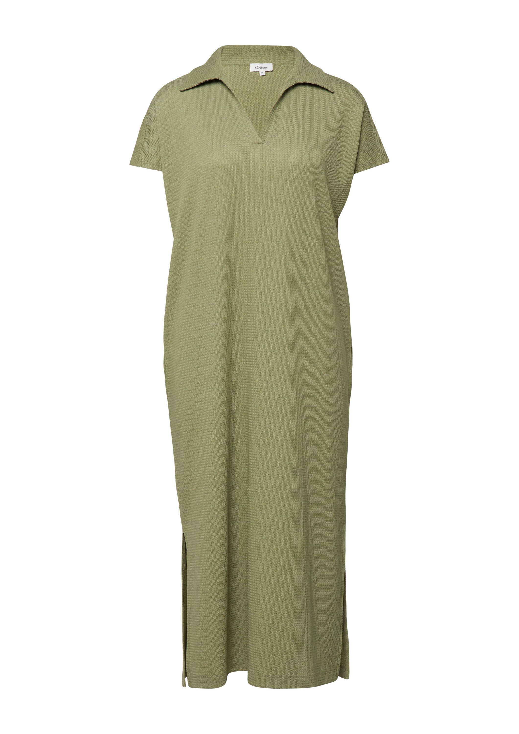 s.Oliver Midikleid Kleid Strukturiertes Jersey-Kleid mit Schlitzen