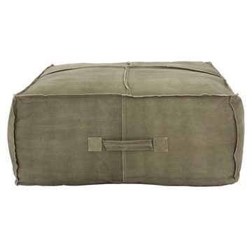 WOMO-DESIGN Pouf Sitzwürfel Sitzpouf Sitzpuff Sitzhocker Sitzkissen Fußhocker Fußbank, Olivegrün Leinen 90x40x90cm Quadratisch Handgefertigt Modern