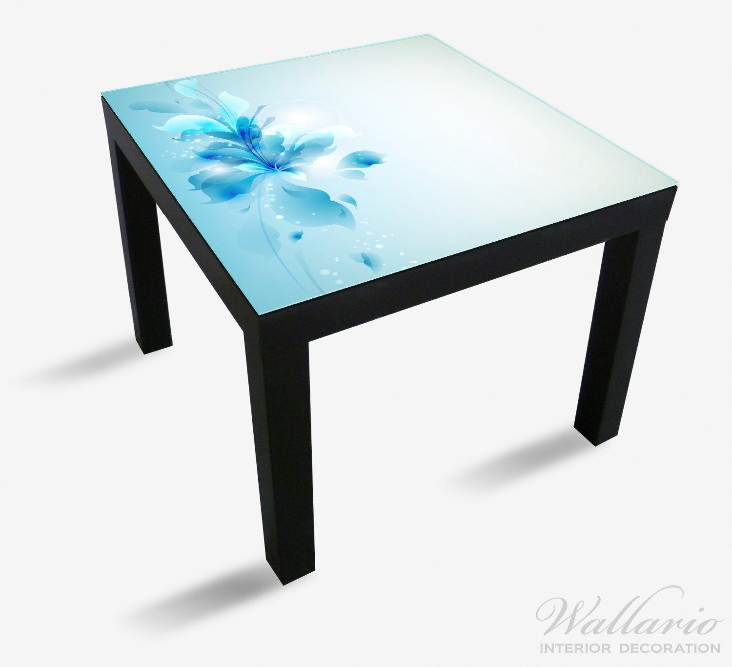 Blaues Blumenbuket Tisch (1 Tischplatte geeignet Wallario St), Lack Ikea für