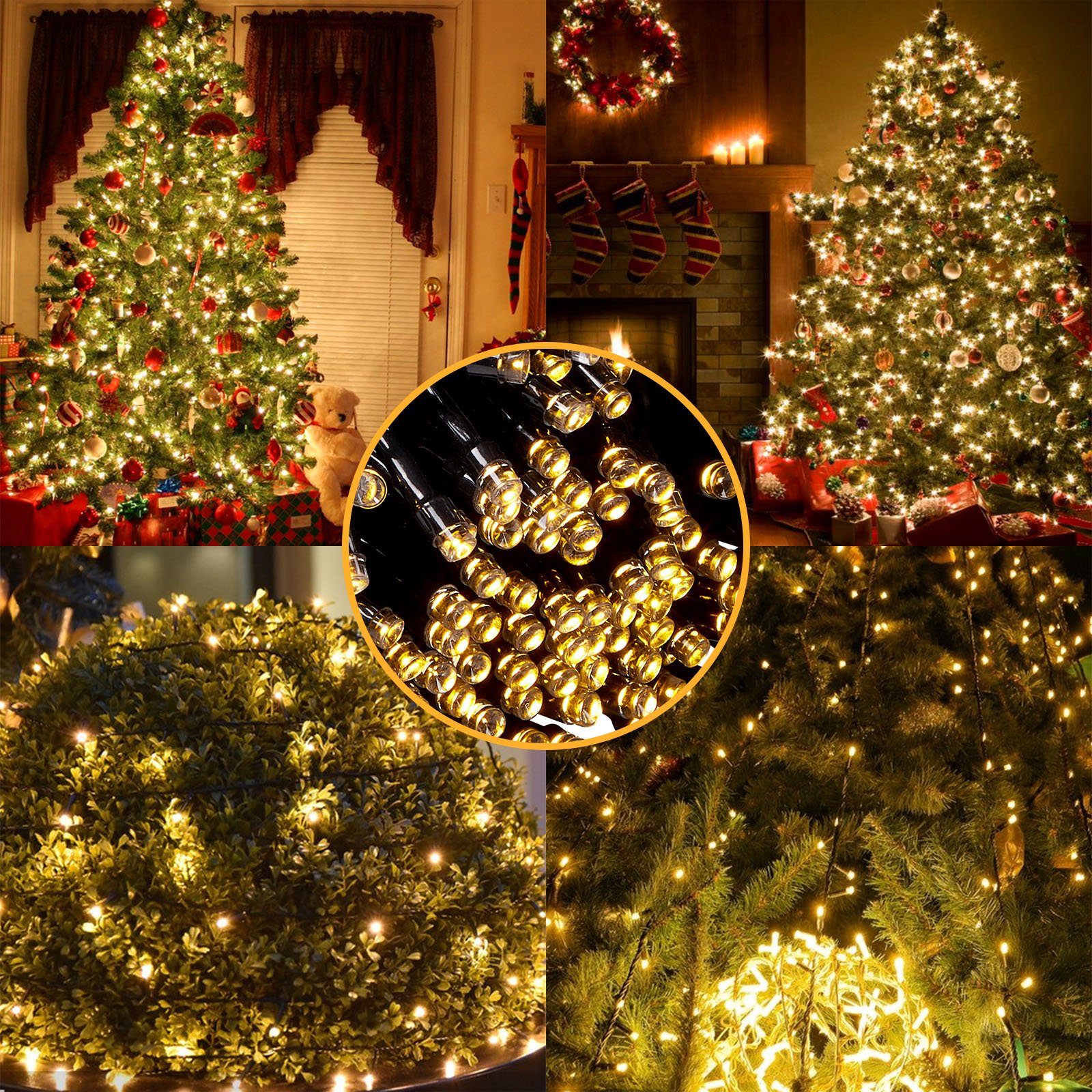 500LEDs, Wand 200-500 LED Fenster Modi Zimmer Deko IP44, für Party LED 8 Weihnachten, Lichterkette DC31V Außen, LED 100M Dekolicht Sunicol Warmweiß, Innen
