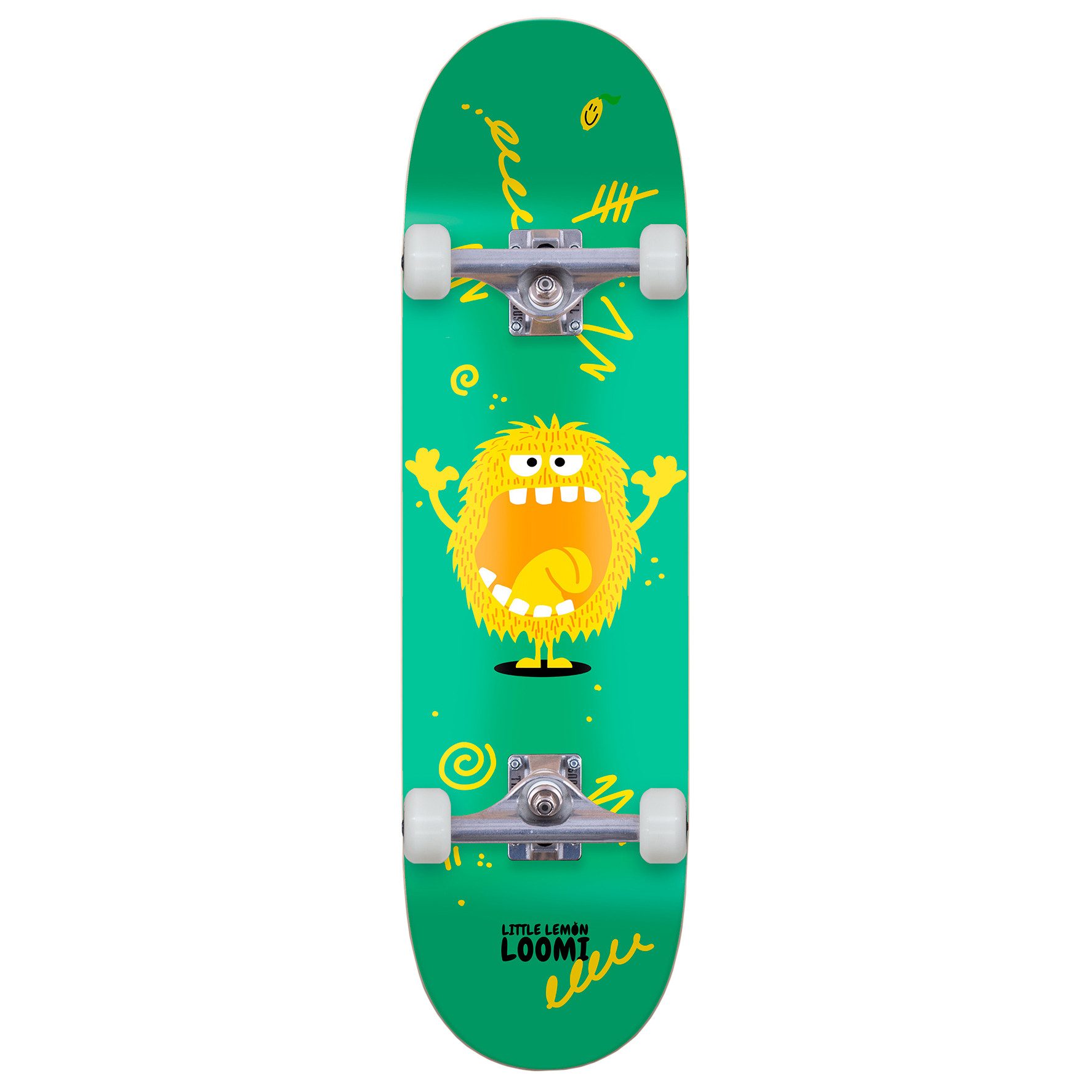Little Lemon Loomi Skateboard Monster Yellow, für Kinder von 6-10 Jahren - in verschiedenen Größen