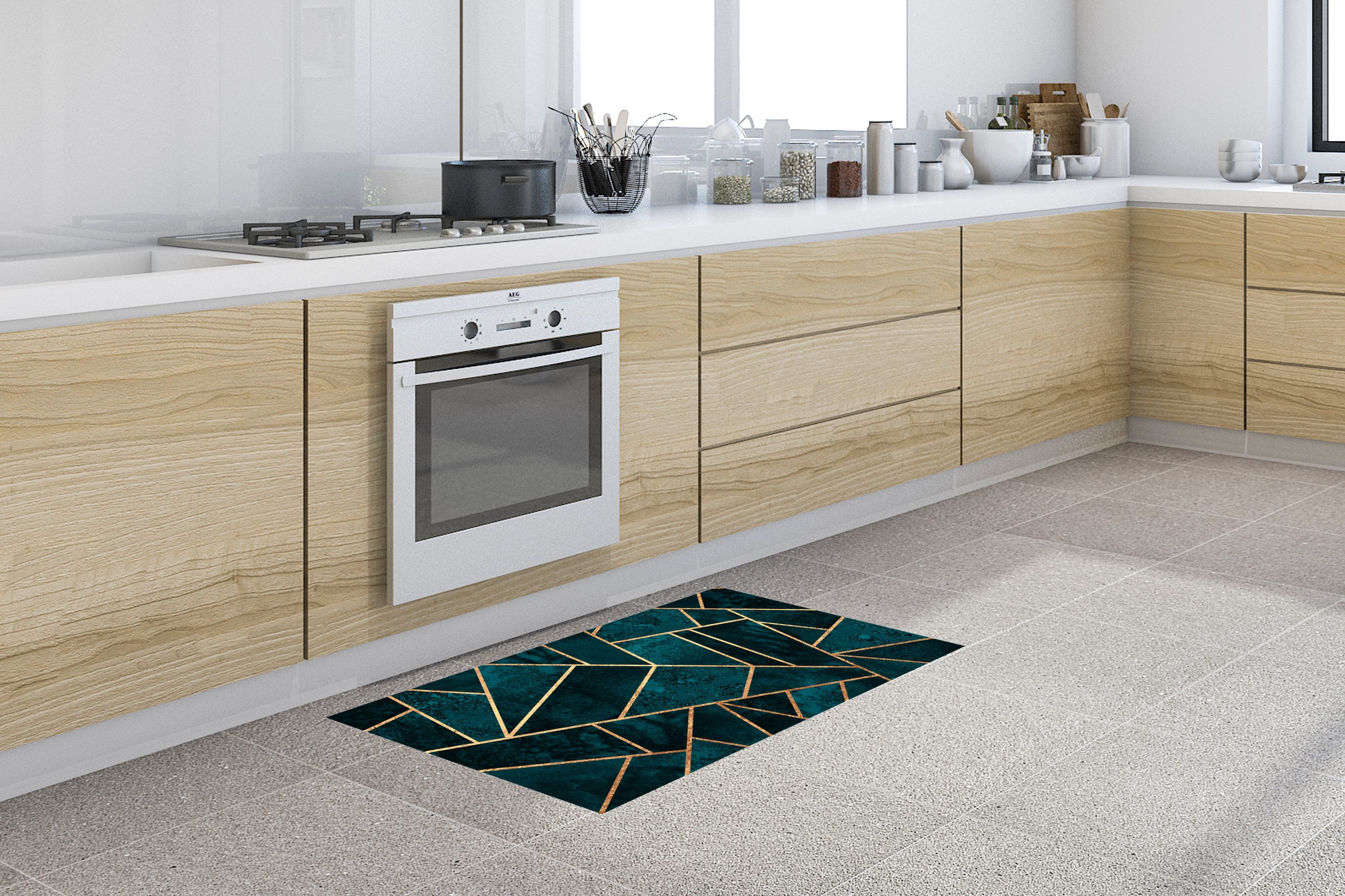 MuchoWow Küchenläufer Steine - Gold - Luxus - Muster - Abstrakt, aus Kunsts günstig online kaufen