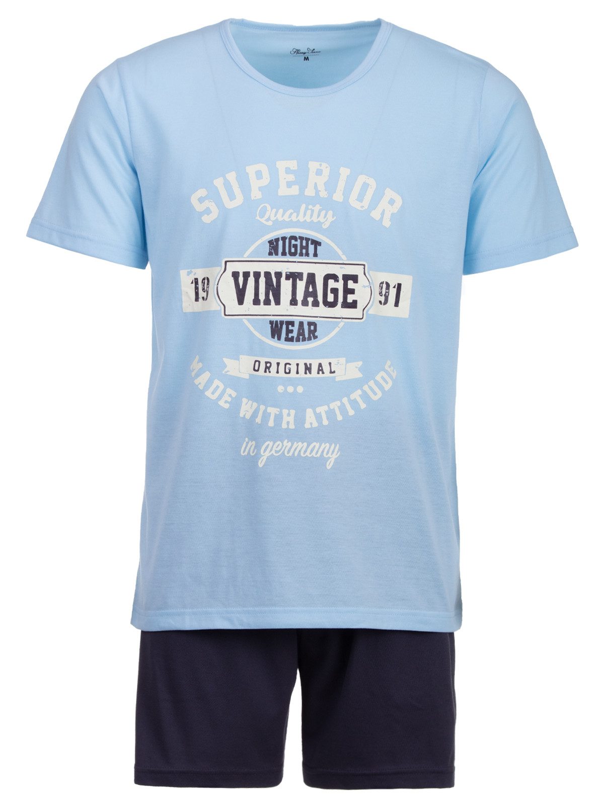 Henry Terre Schlafanzug Pyjama Set Shorty - Vintage Blaue Shorts