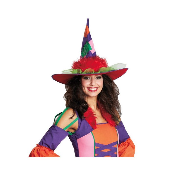 Rubie´s Kostüm Hippie Hexenhut Knallig bunter Hut für auffallend farbenfrohe Hexen