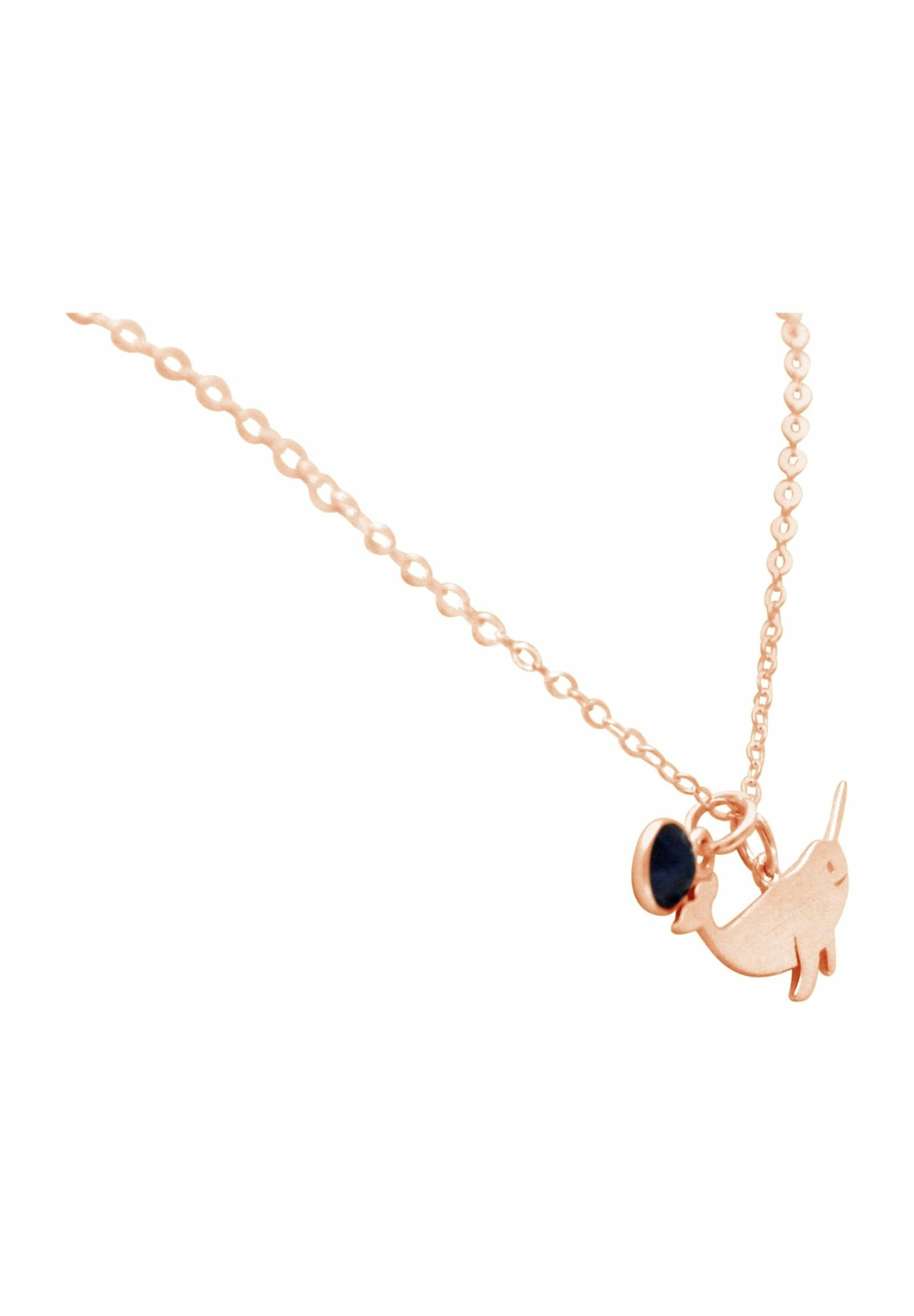 Nautics Wal coloured Maritim Narwal Saphir Kette Anhänger mit Gemshine rose gold