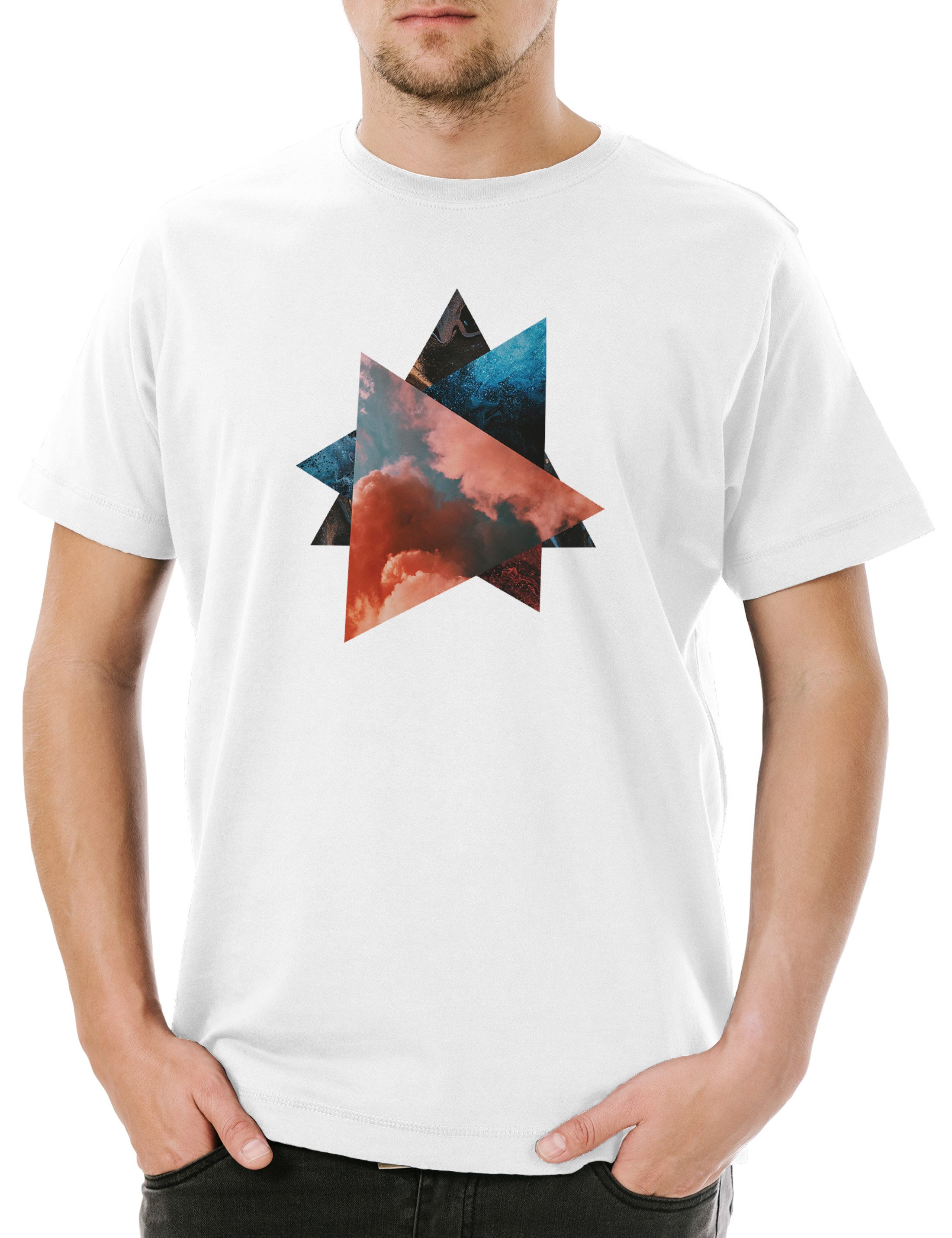 Print-Shirt Abstract Triangles Herren T-Shirt Modern Art Moderne Abstrakte Kunst