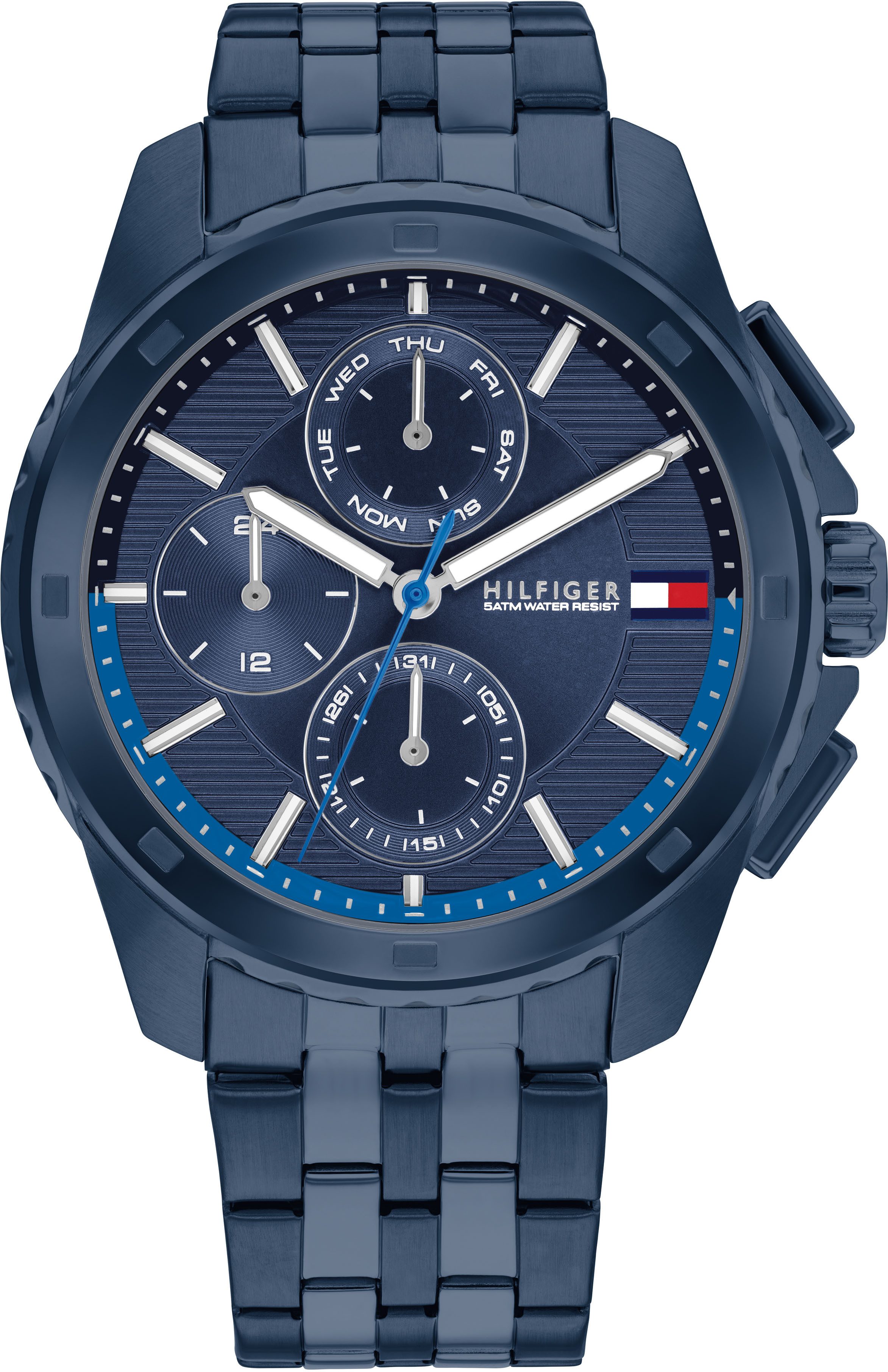 Tommy Hilfiger Multifunktionsuhr WALKER, Quarzuhr, Armbanduhr, Herrenuhr, Datum, 12/24-Stunden-Anzeige