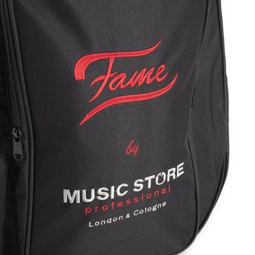 FAME Gitarrentasche (Gigbag Western Guitar Basic, Wetterfeste Tasche für Westerngitarren, Rucksackgarnitur, 10mm Polsterung, Zubehörfach, Namensschildfach, Schwarz/Rot), Gigbag Western Guitar Basic, Wetterfeste Tasche, Rucksackgarnitur