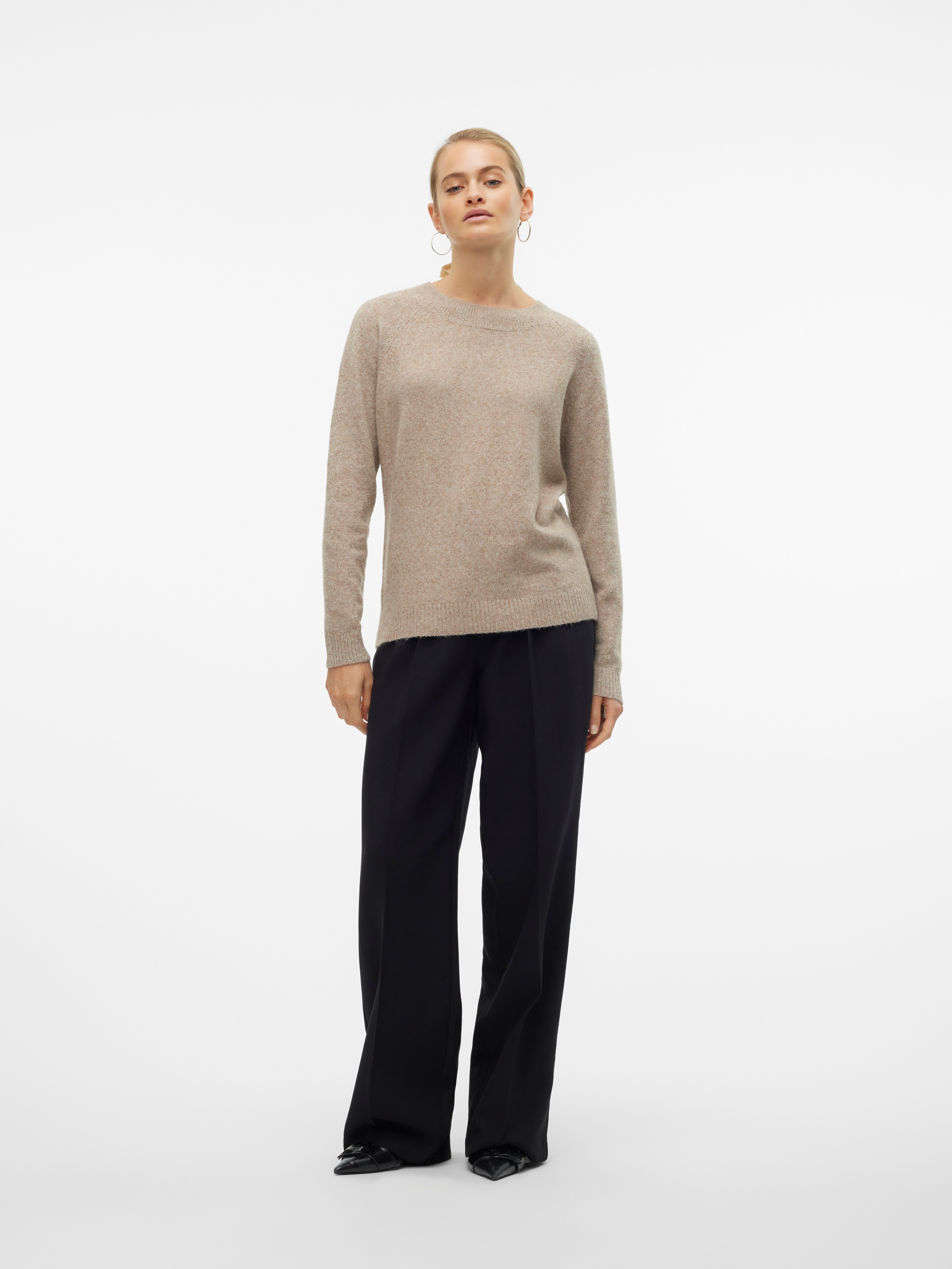 Vero Moda Rundhalspullover VMDOFFY in melierter Optik